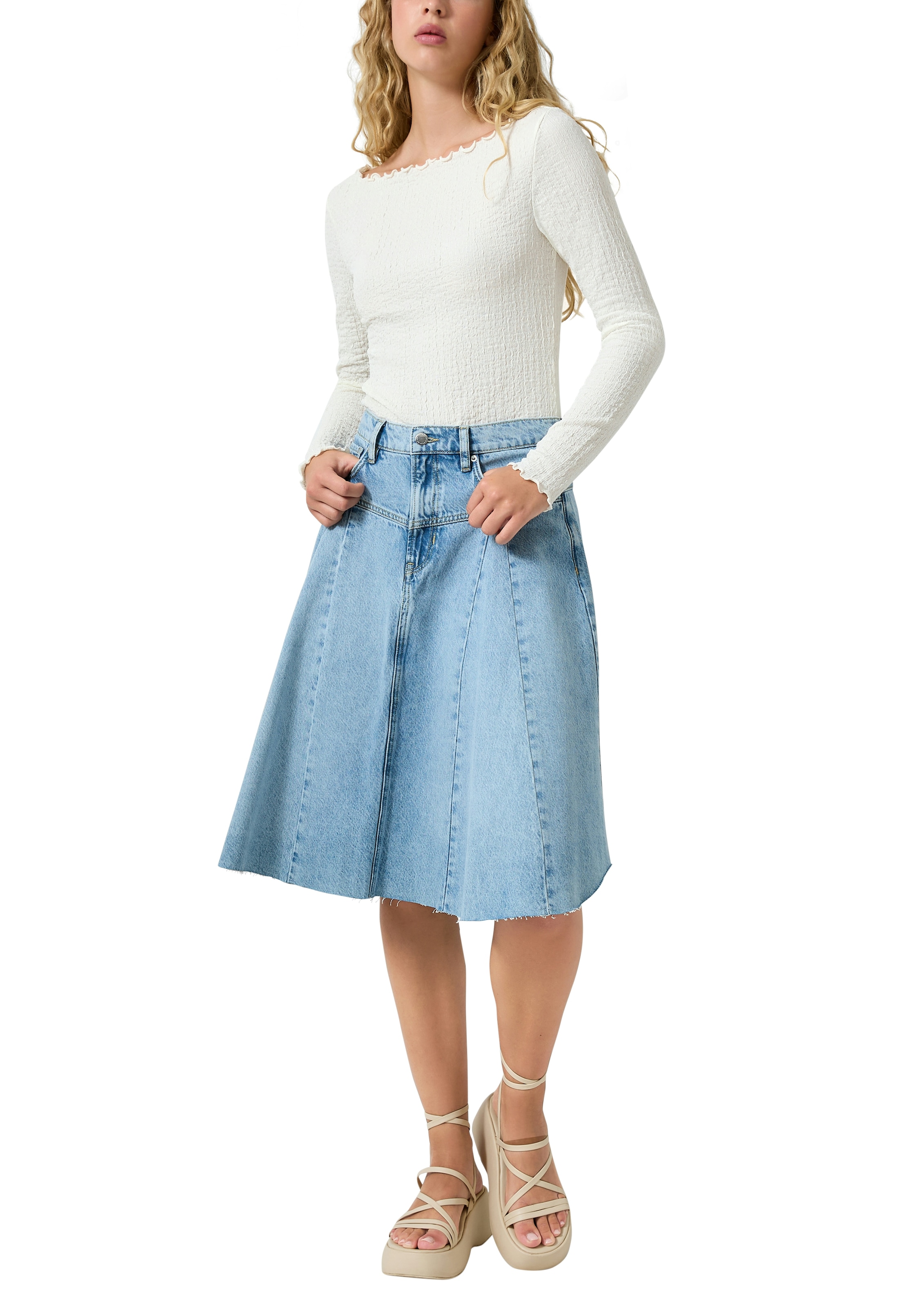 QS Langarmshirt mit gewellten Abschlüssen