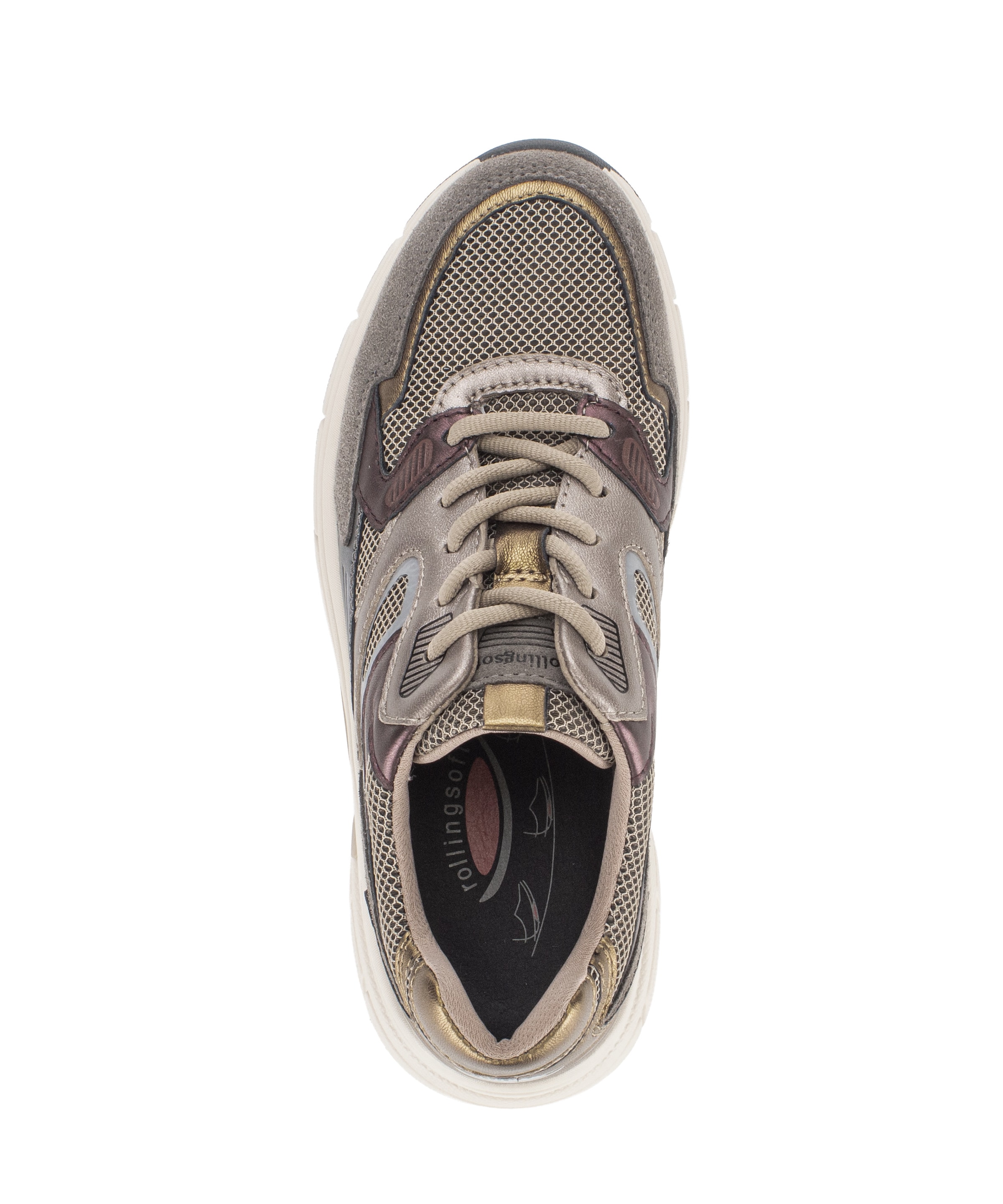 rollingsoft Keilsneaker  Schnürer, Halbschuh, Freizeitschuh im modischen Materialmix