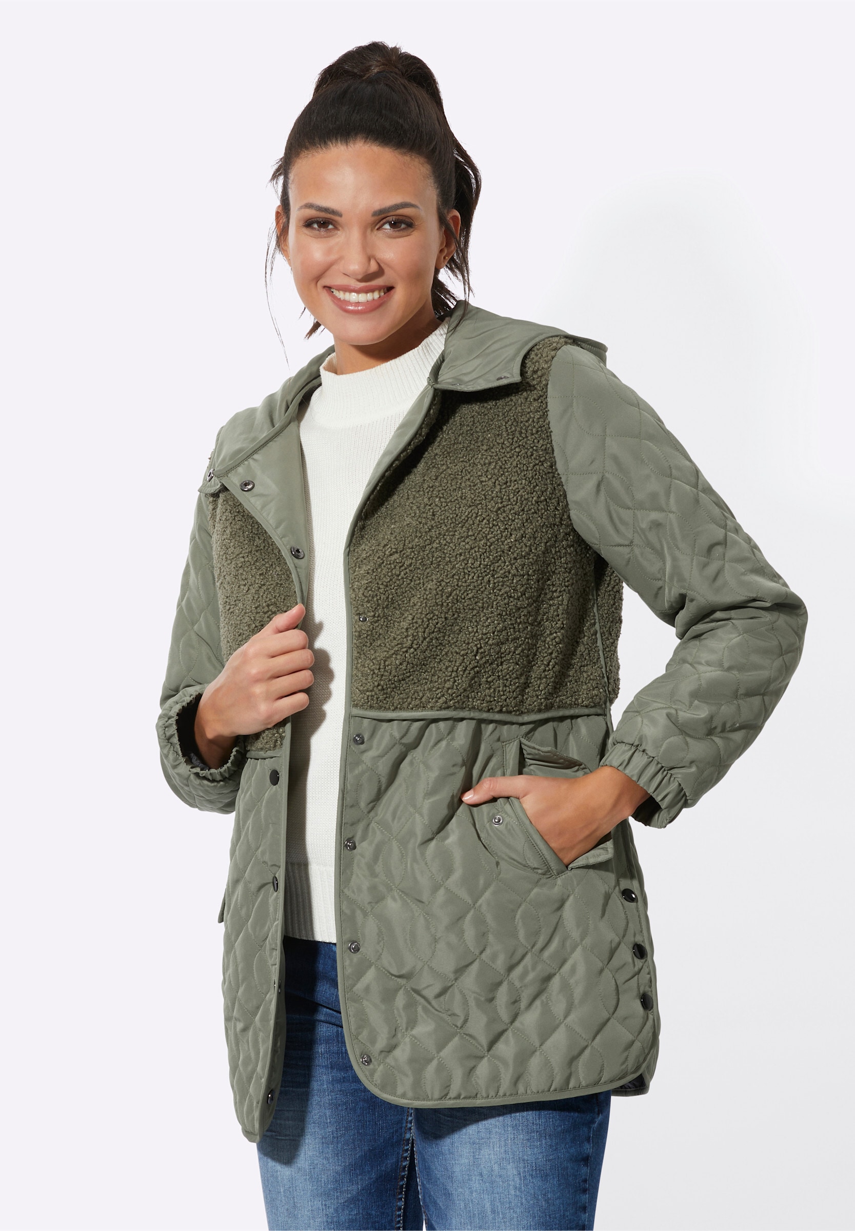 Sieh an! Steppjacke »Jacke Steppjacke mit Teddy-Fleece« mit Kapuze