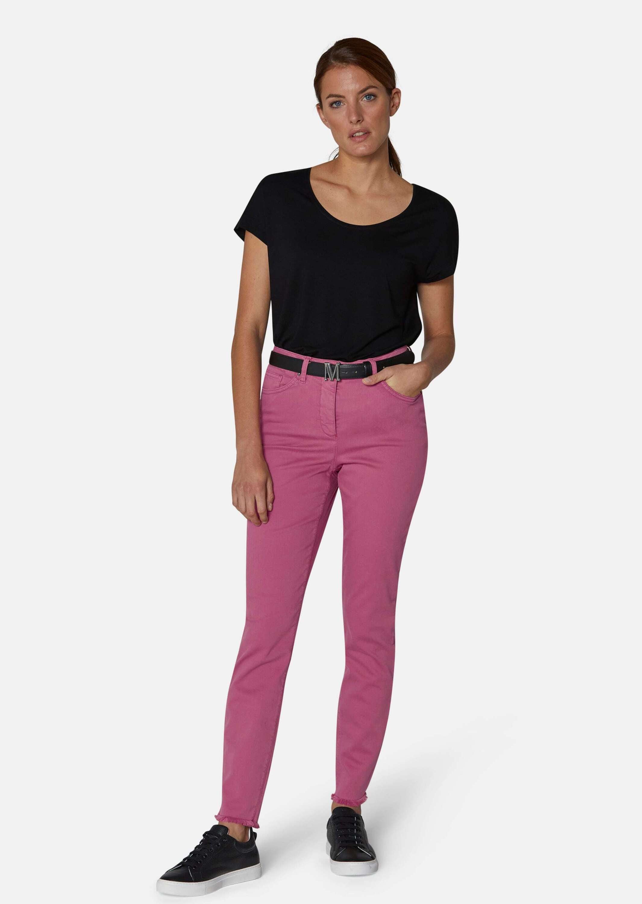 MADELEINE Regular-fit-Jeans »Jeans Mid Waist Skinny-Hose mit Fransen«