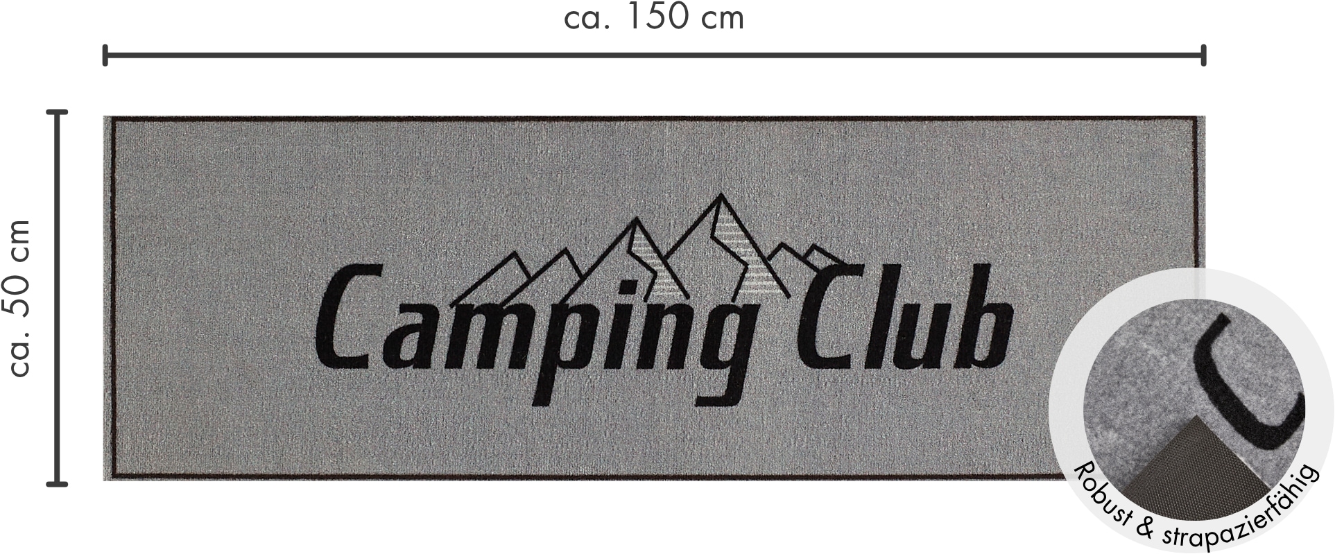 my home Läufer »Camping«, rechteckig, 8,5 mm Höhe, mit Schriftzug, ideal für Camper & Wohnwagen, In- und Outdoor geeignet