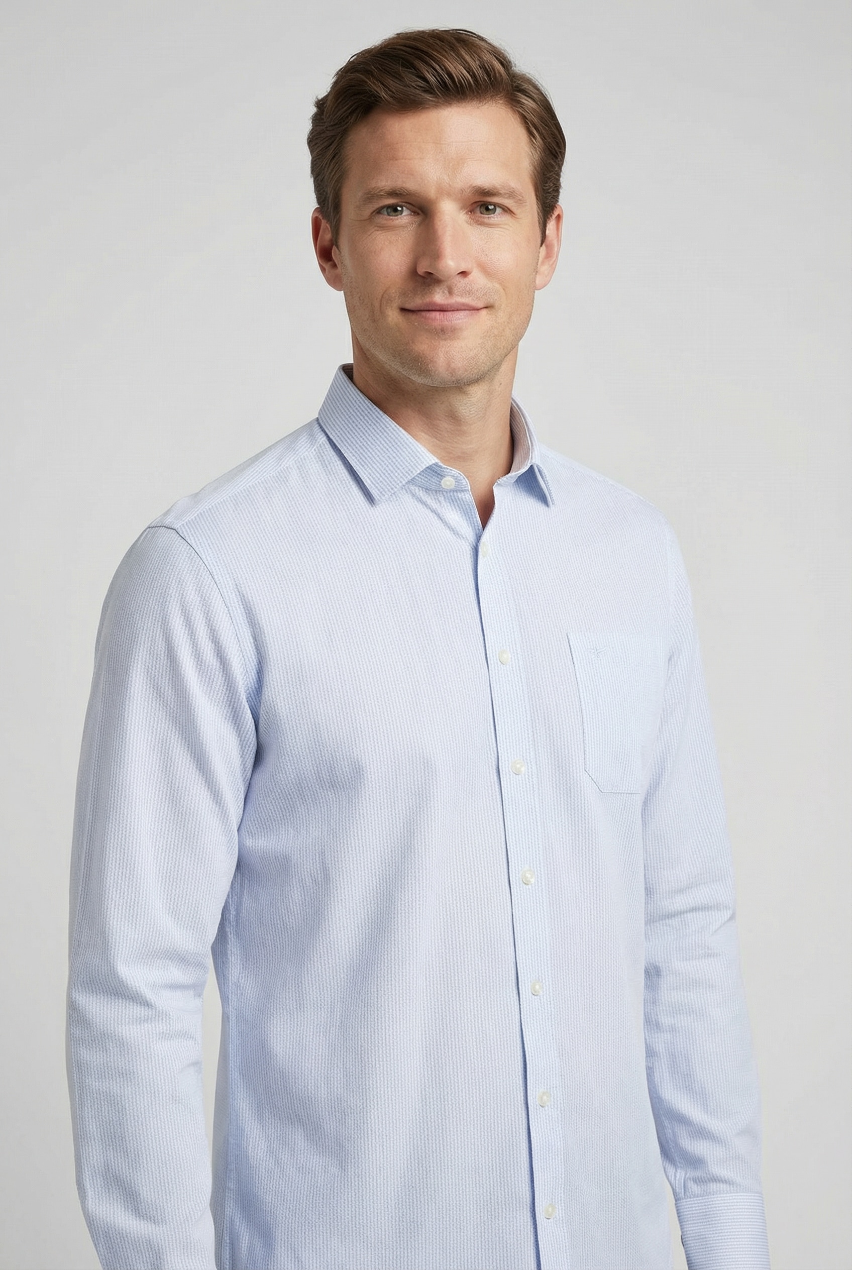 FYNCH-HATTON Langarmhemd normale Passform, Struktur-Print, mit Brusttasche