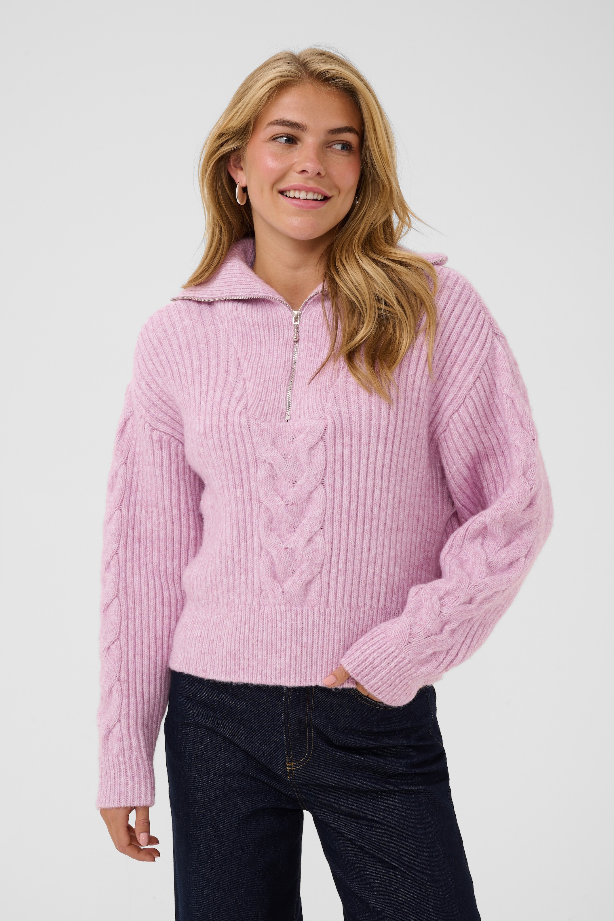 Saint Tropez Troyer »TalmaSZ Pullover« Materialmix, Regular fit, Zopfstrickmuster
