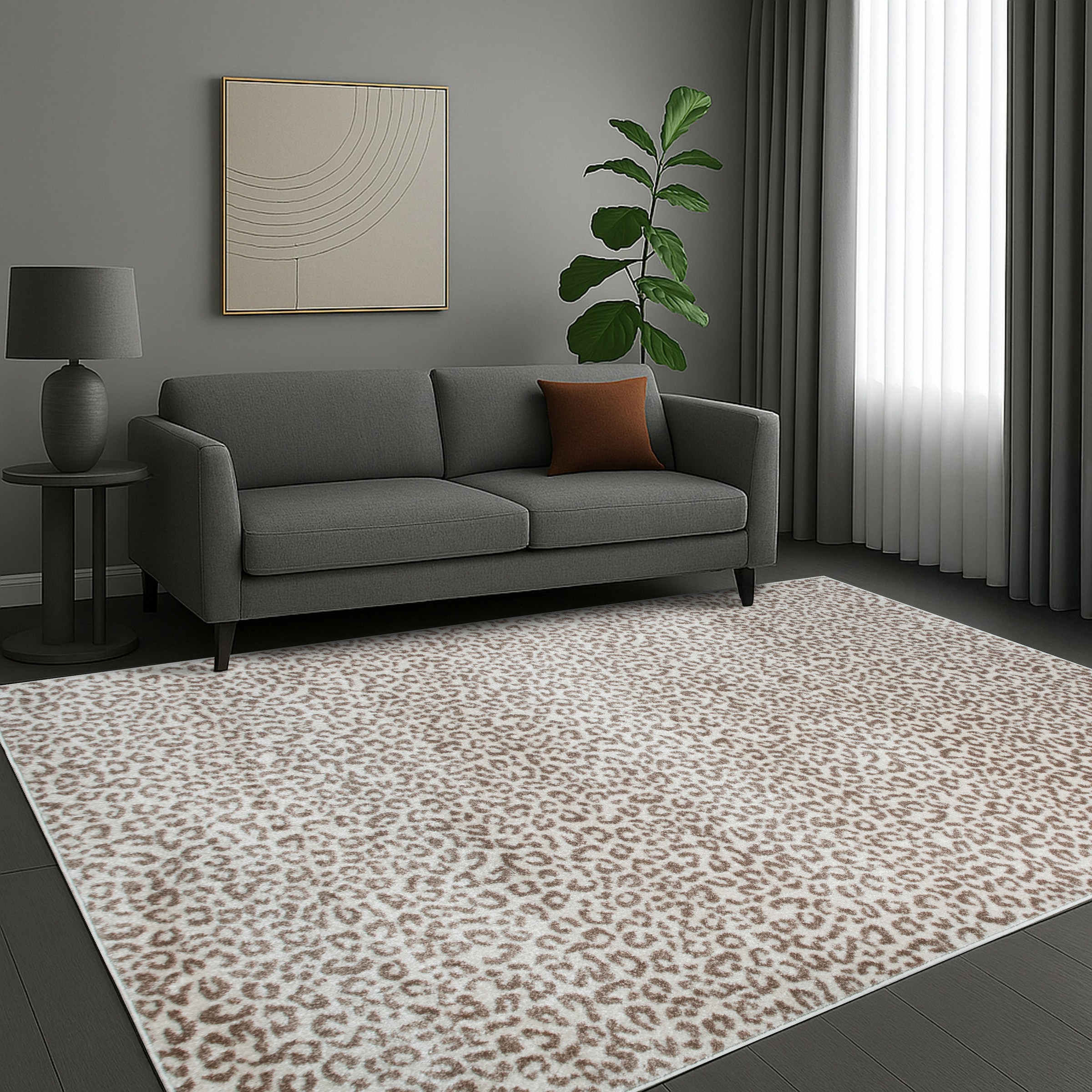 OTTO home Teppich »Fynna, Leoparden-Muster, Animal Print, modern« rechteckig 9 mm Höhe Leo, besonders weicher Flor, Wohnzimmer, Schlafzimmer, Esszimmer