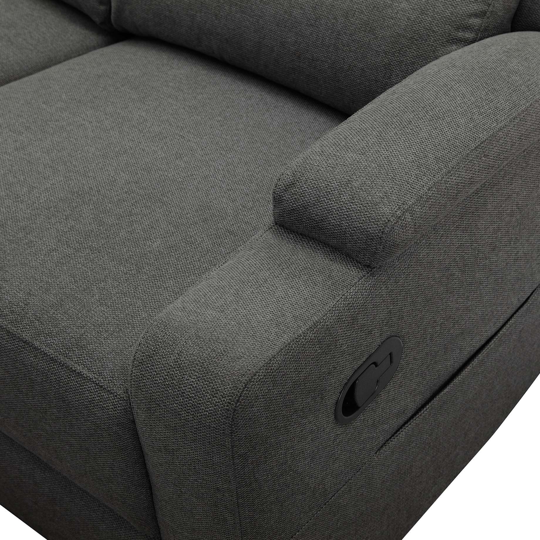 OTTO home Ecksofa »NAPORI Struktur-Bezug, L-Form, 210cm, man./elektr. Relaxfunktion« USB-A bei elektr. Variante, Staukasten, Seitentaschen u. Federkern