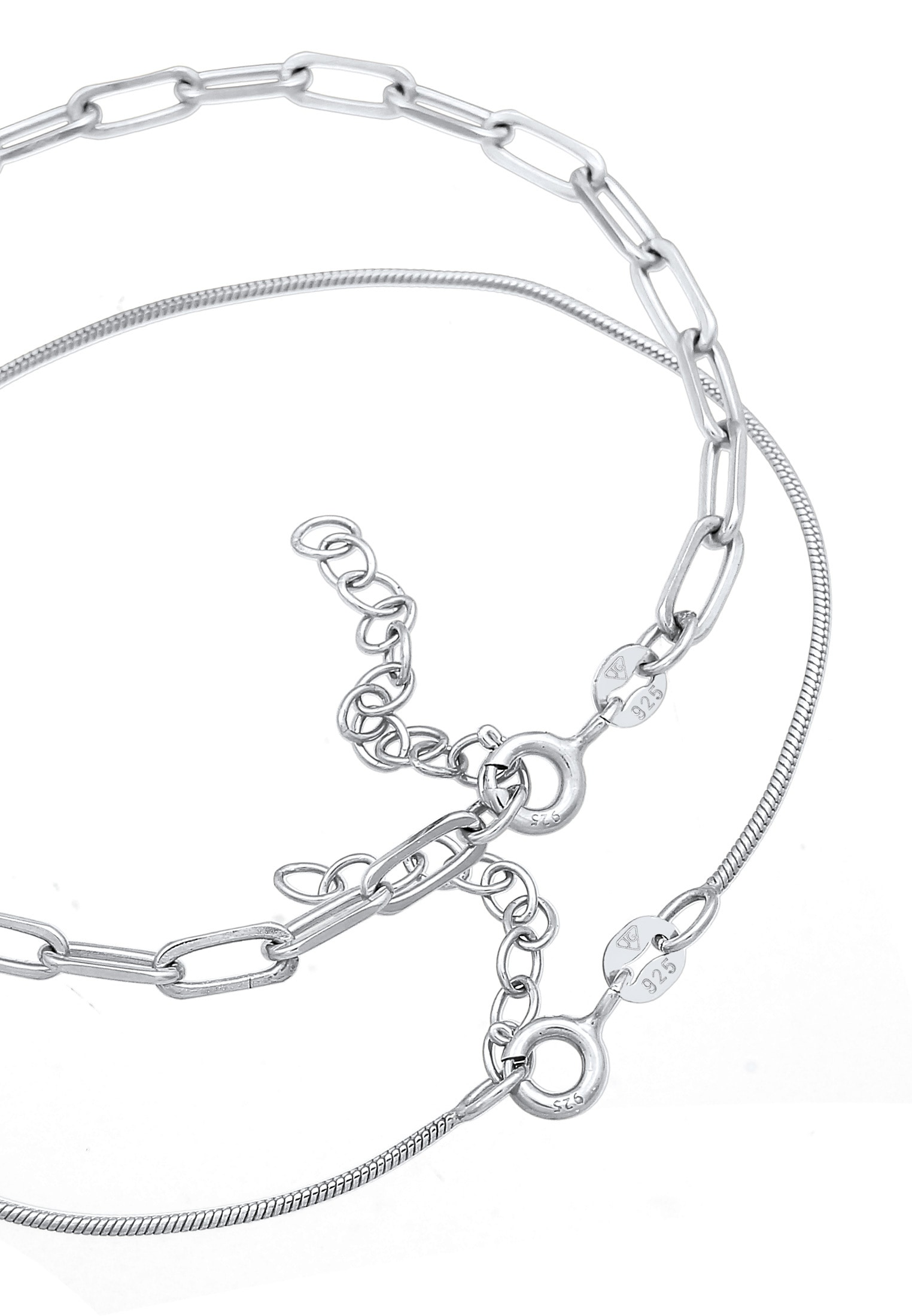 Elli Premium Armketten Set »Armband Glieder Basic Schlangenkette 2er Set 925 Silber«