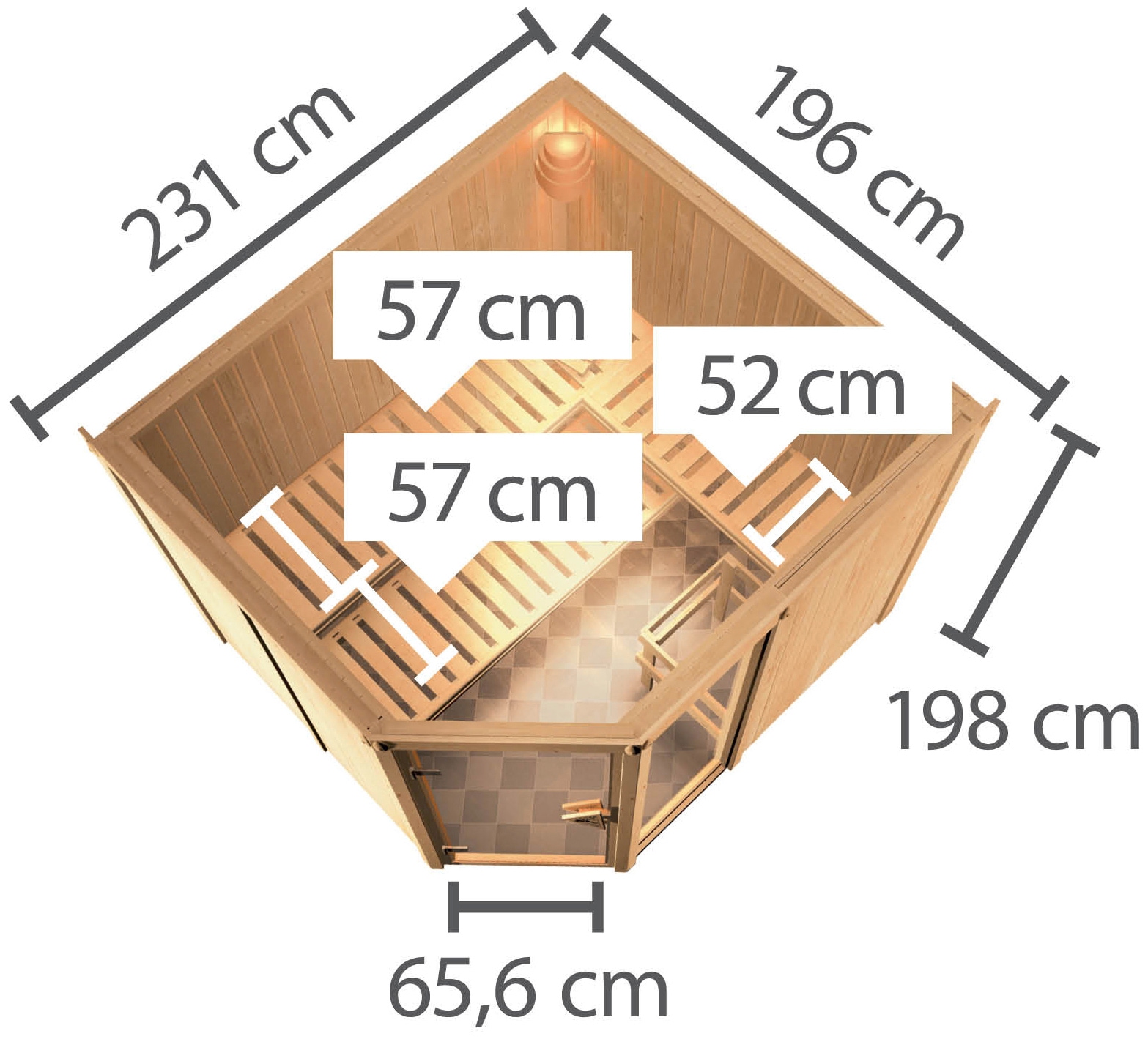 Karibu Sauna »Frigga 3« Set,  Ofen 9 kW integr. Strg
