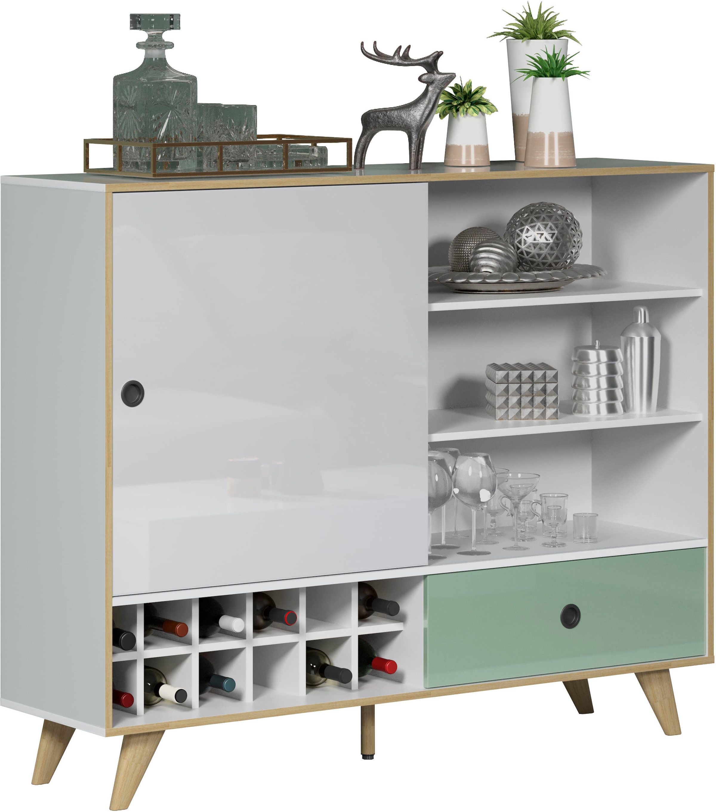 INTER-FURN Highboard »Adelaide«, Integriertes Weinregal