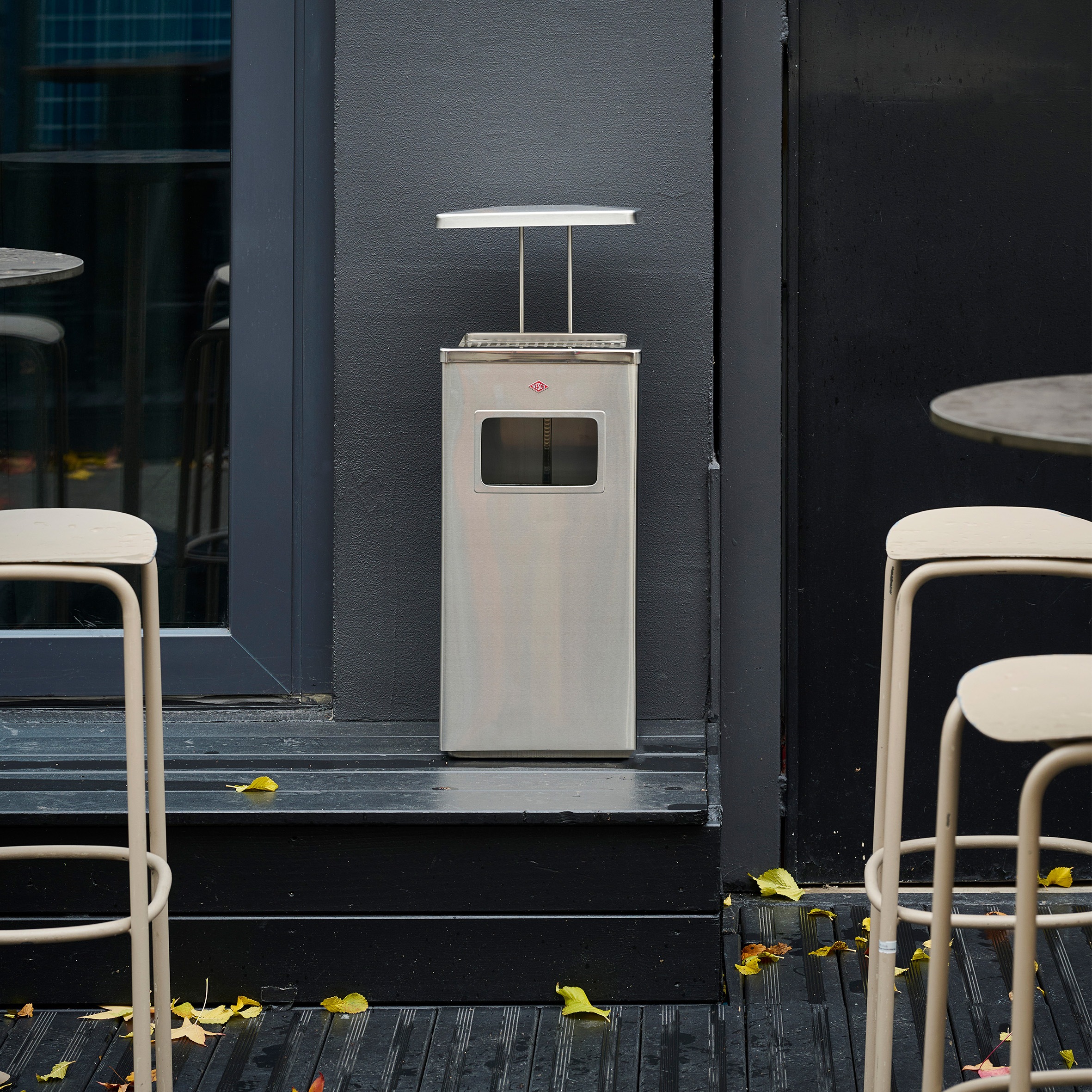 WESCO Aschenbecher »Standascher 19 L mit Dach« 1 Behälter mit Einsatz aus Edelstahl, Einwurfschlitz, Sieb und Dach, wetterfest