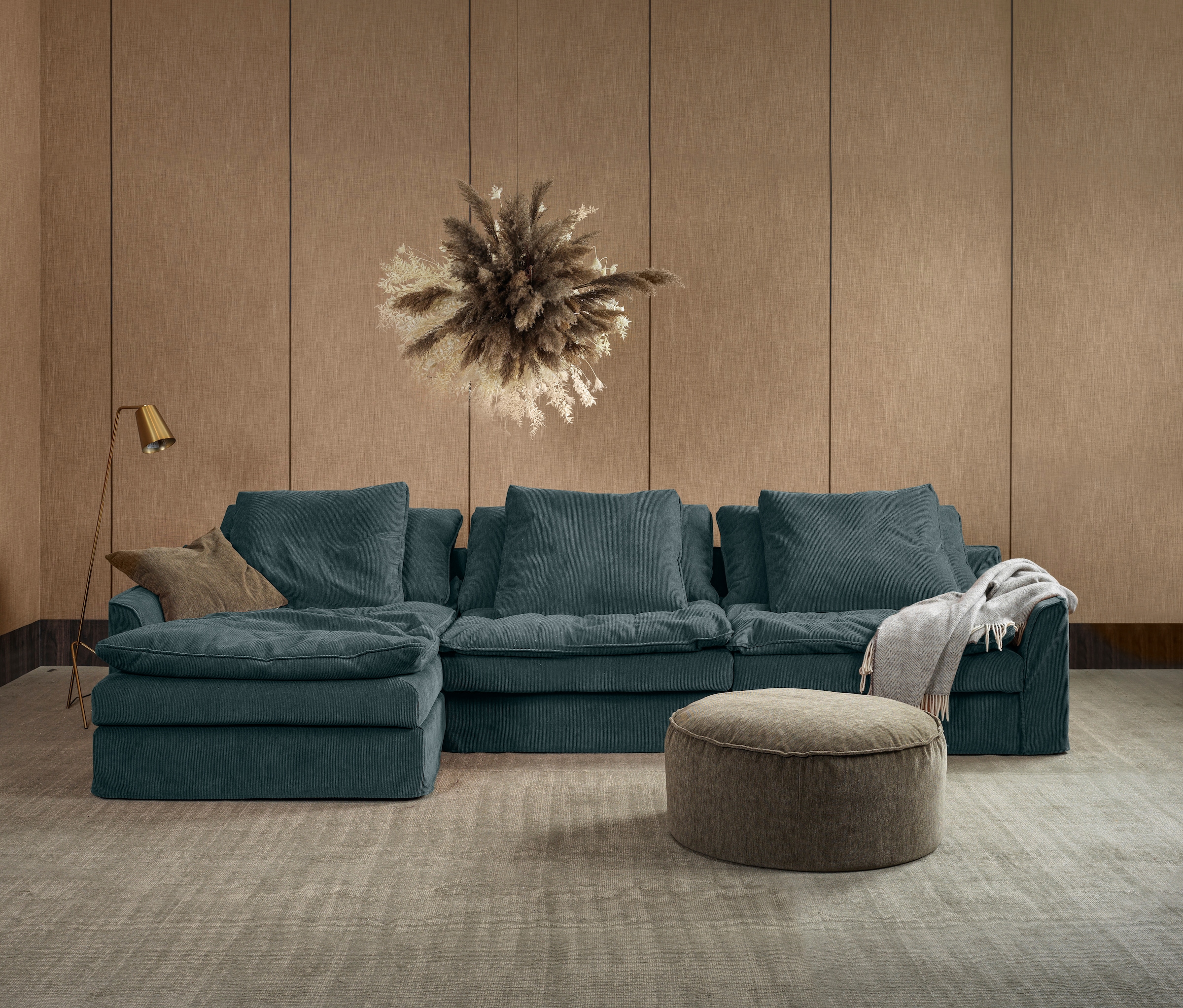 furninova Big-Sofa »Sake, Kuschel-Megasofa, Relaxsofa, leger und sehr bequem, viel Platz«, mit 6 Rückenkissen, abnehmbarer Hussenbezug, L-Form