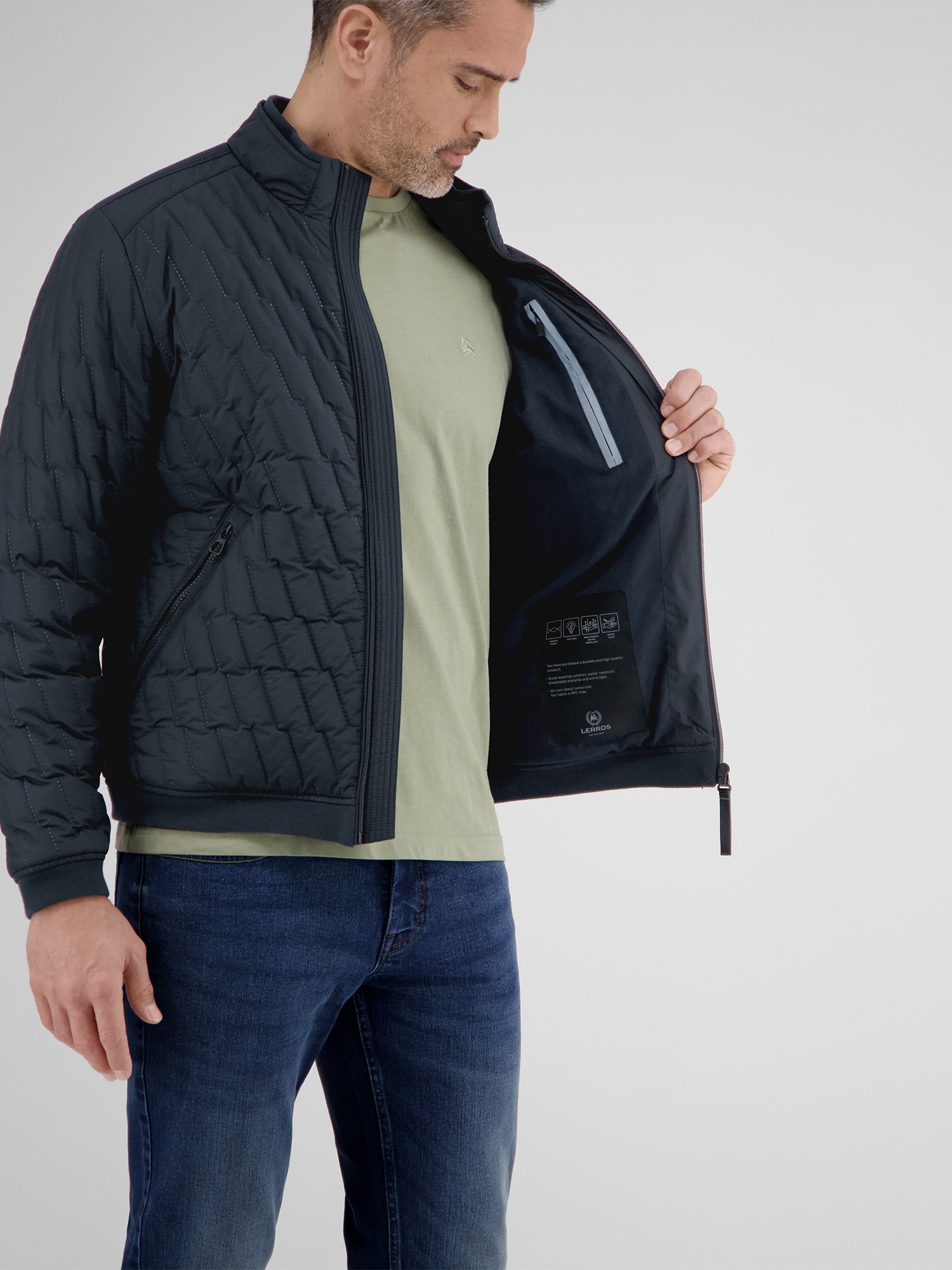 LERROS Steppjacke »LERROS Superleichte Herren Steppjacke«, ohne Kapuze, Wasser_Wind