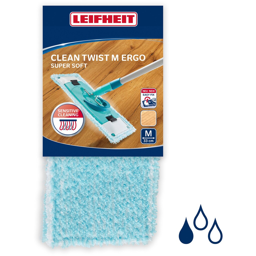 Leifheit Wischbezug »CLEAN TWIST M Ergo super soft«, Mikrofaser, 3 cmx14 cm, (1 St.)