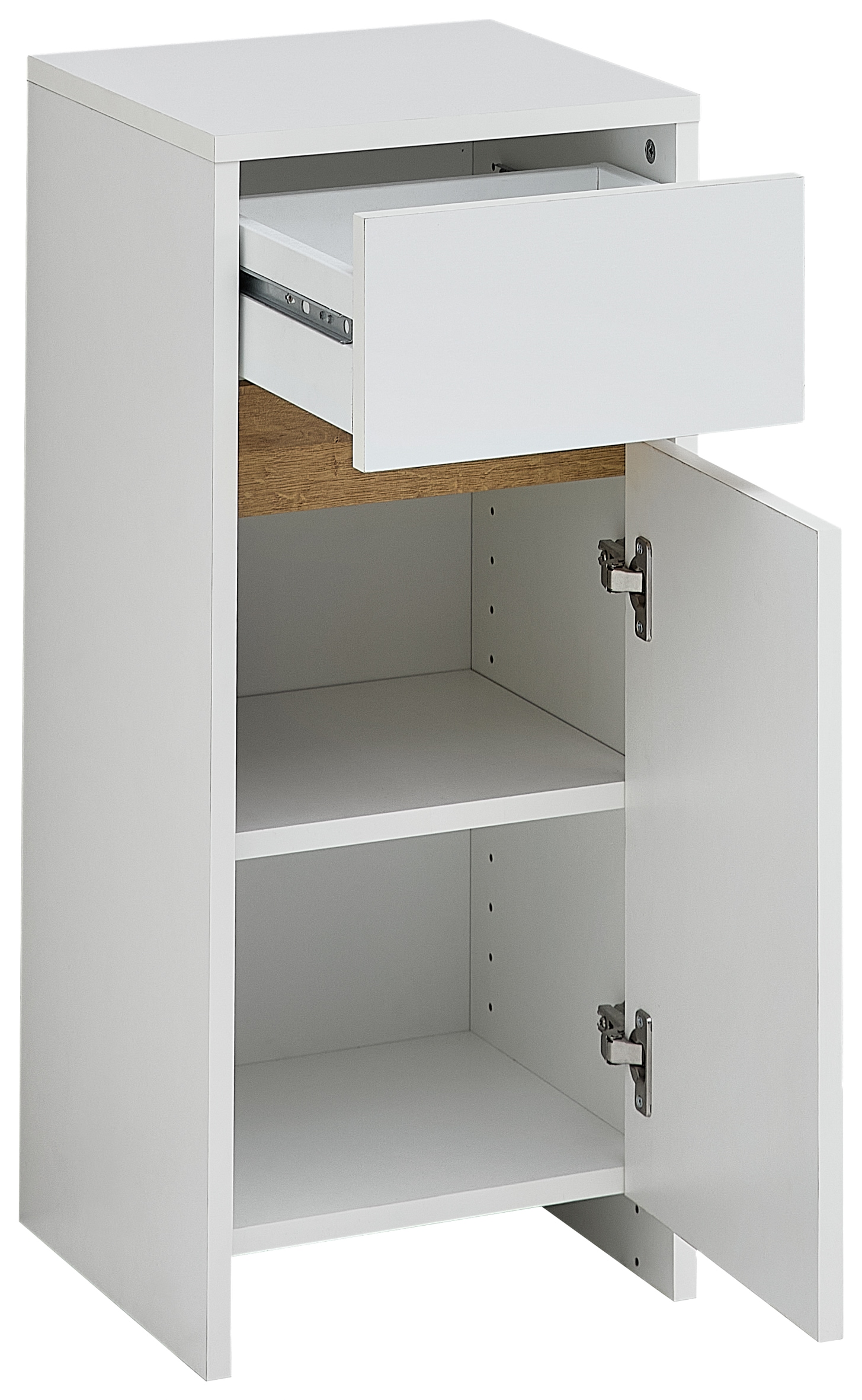 Saphir Badmöbel-Set »Quickset 100, Waschbeckenunterschrank mit Spiegelschrank«, (5 St.), Badezimmer-Set mit Unterschrank, Hängeschrank und Midischrank in Weiß