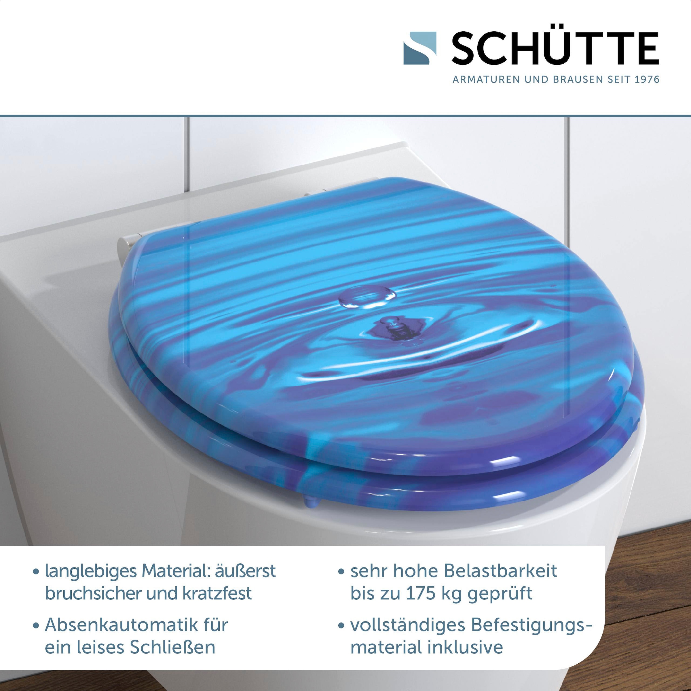 Schütte WC-Sitz »Blue Drop«, mit Absenkautomatik und Holzkern, MDF