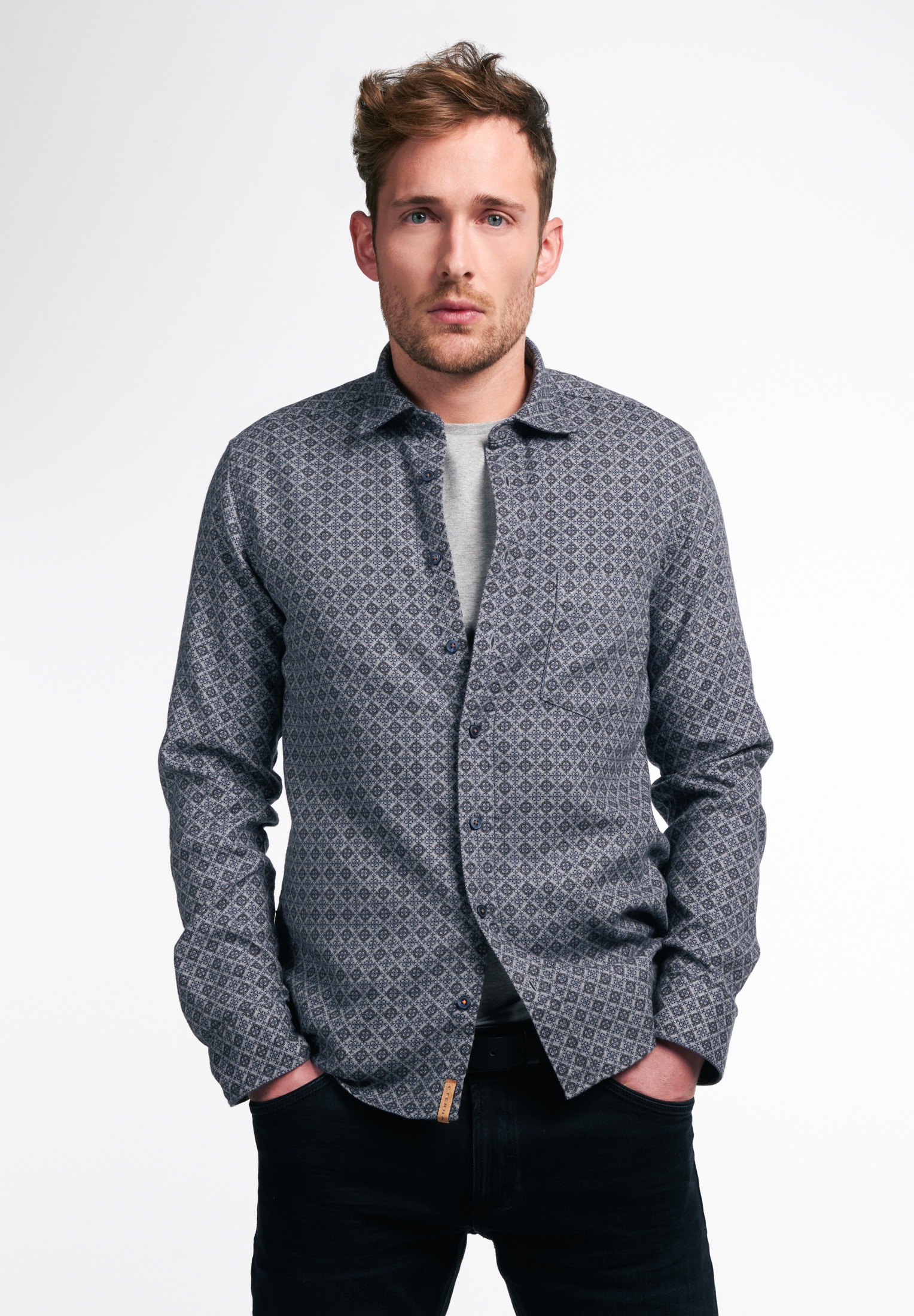 Eterna Langarmhemd »SLIM FIT« EASY IRON (bügelleicht)