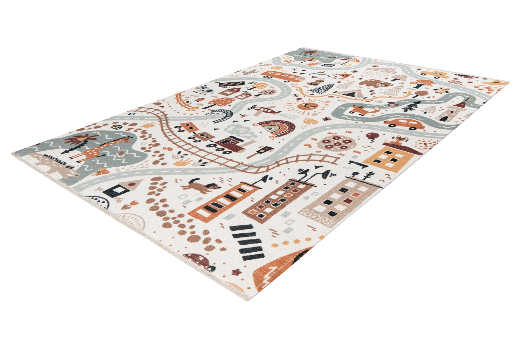 Obsession Kinderteppich »My Greta 622« rechteckig 6 mm Höhe bedruckt, mit Straßen Motiv, waschbar, mit Fransen, Kinderzimmer
