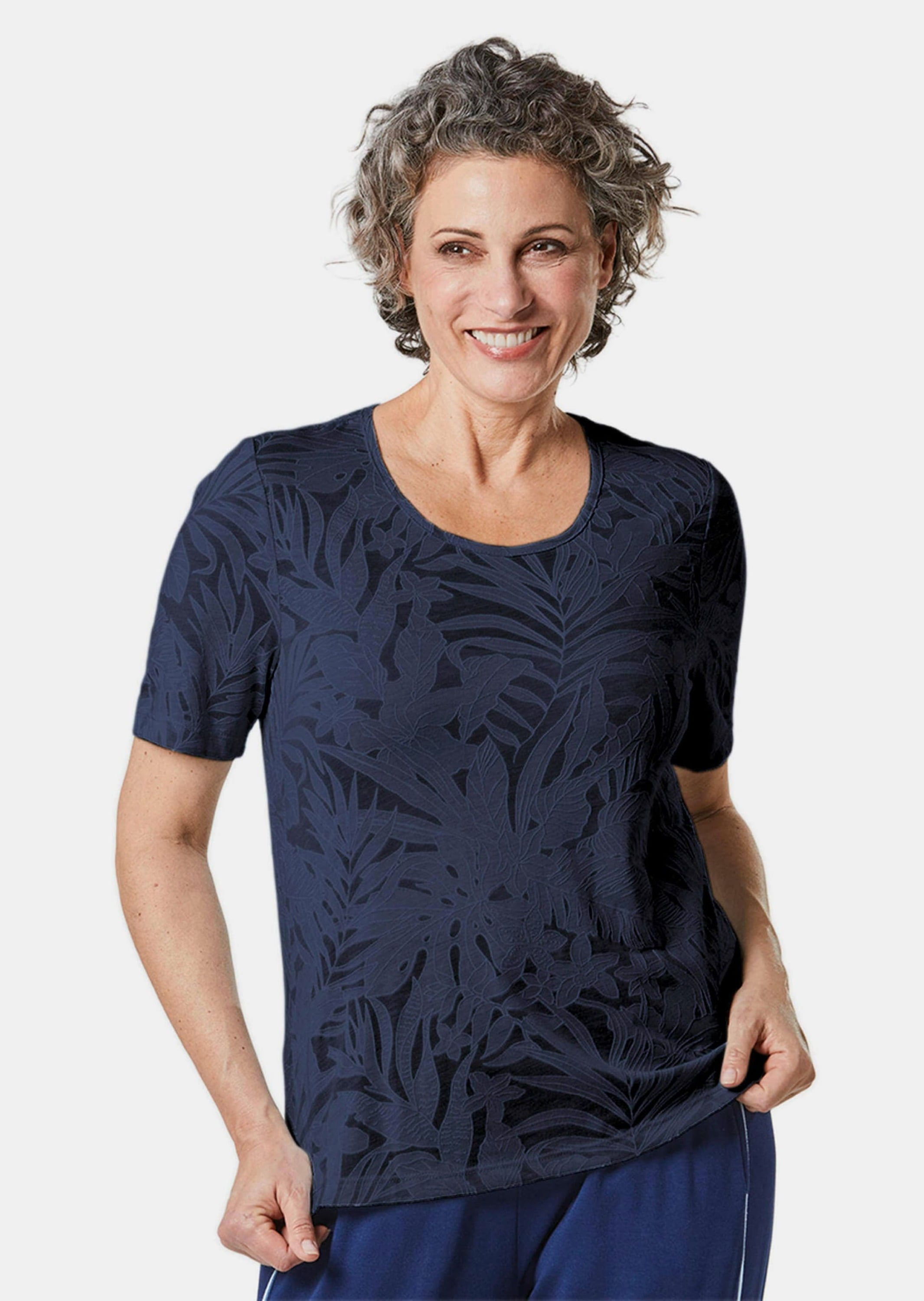 GOLDNER Kurzarmshirt »T-Shirt mit Ausbrenneroptik«