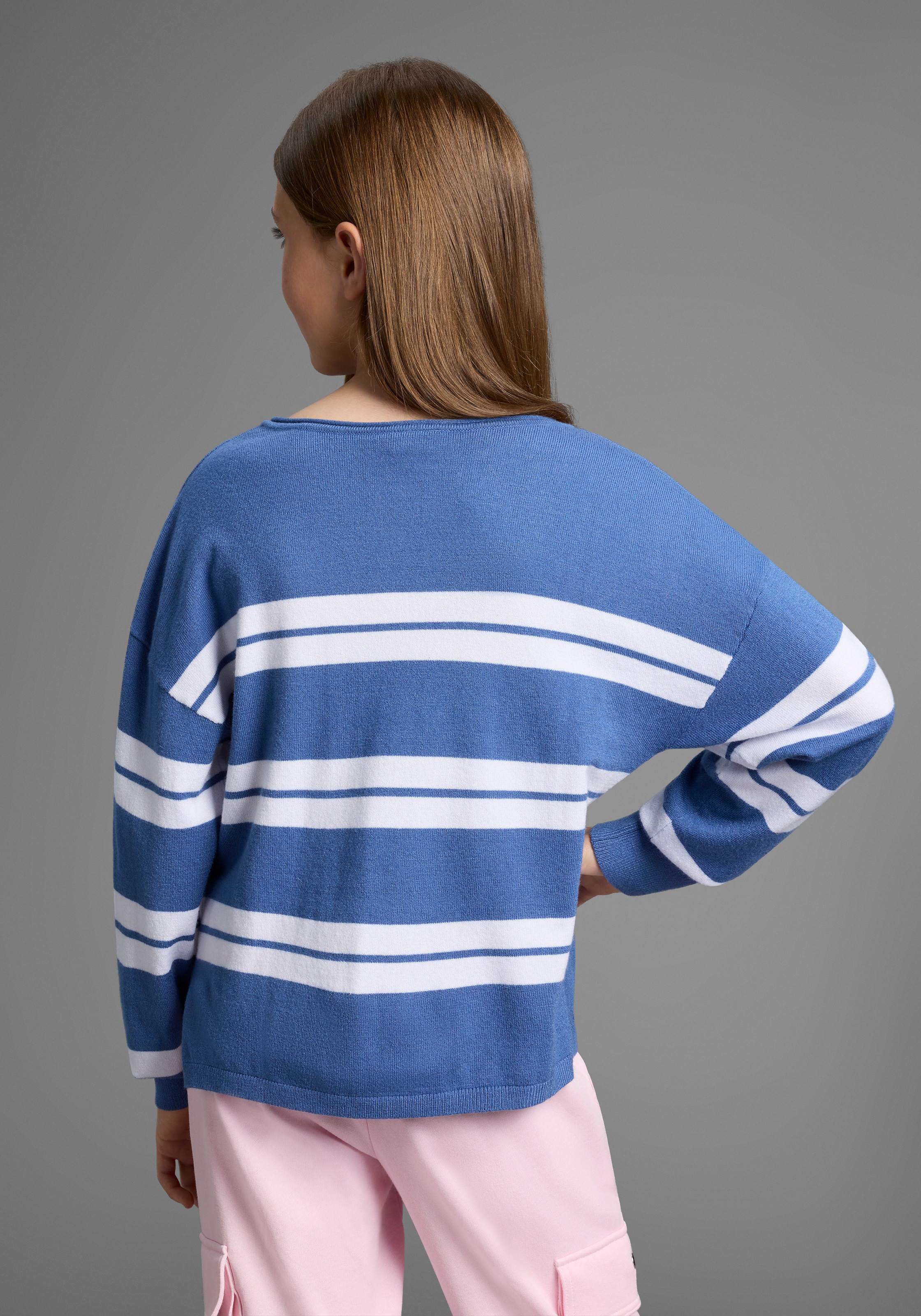 KangaROOS Streifenpullover »Ringelpullover«, Weicher Ringelpullover mit kleinem V-Ausschnitt