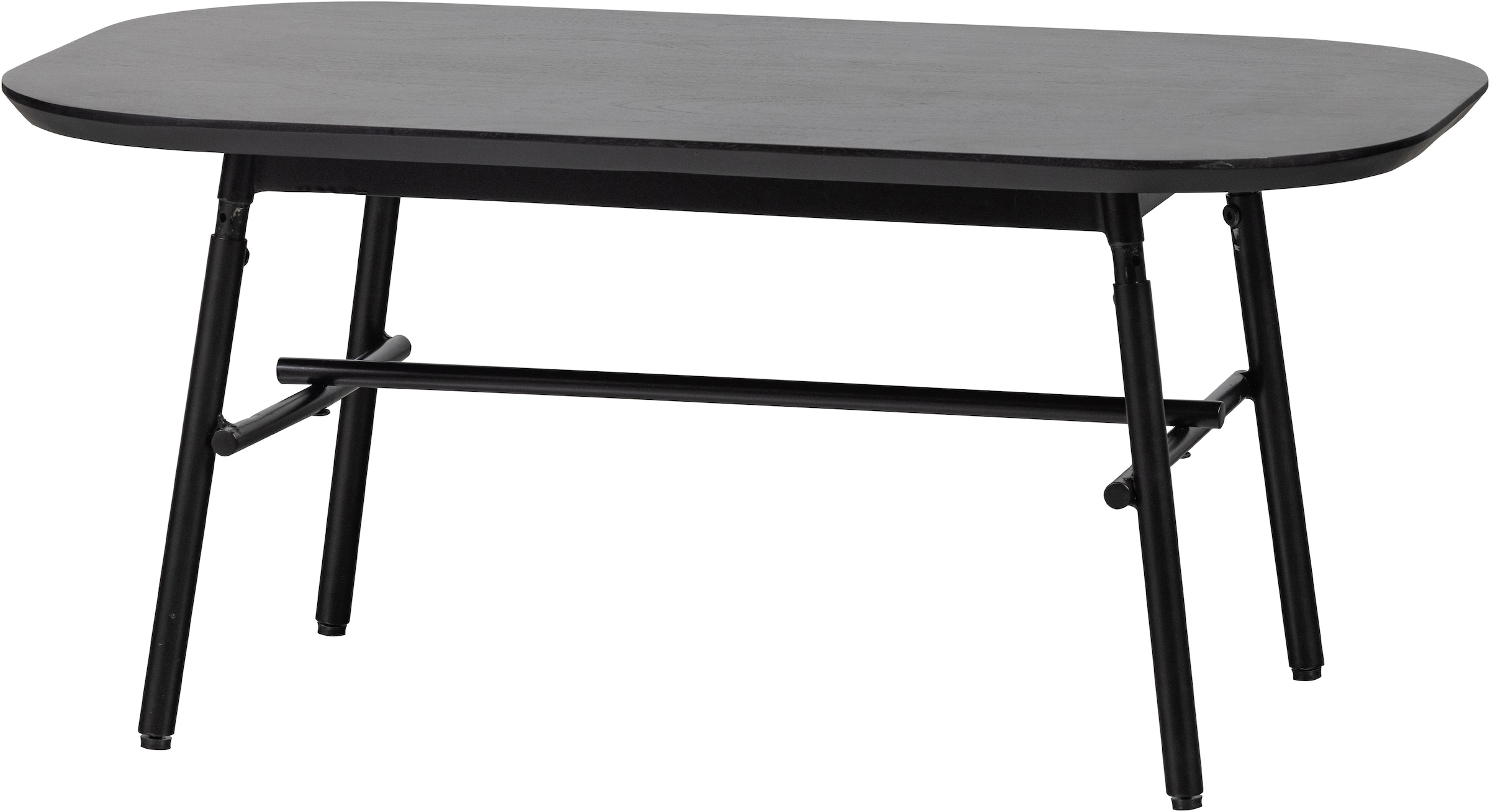 WOOOD Couchtisch »Elegance mit Massivmangoholz und Metallgestell B 100 x T 60 x H 43 cm« Tischblattdicke 3 cm, Querstange zur Verstärkung, Metallgestell Ø 3 cm