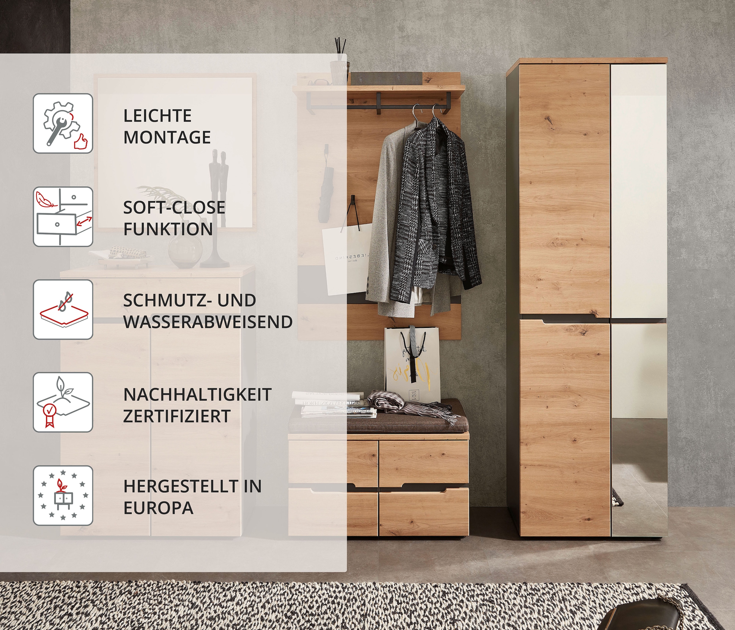 Innostyle Garderoben-Set »MEMPHIS«, (Komplett-Set, 5 St.)
