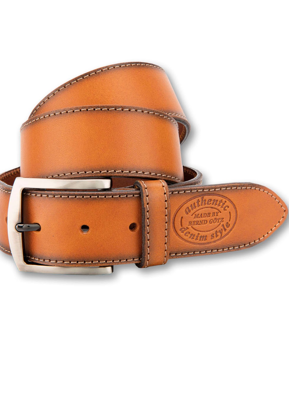 Bernd Götz Herren Ledergürtel mit Schattenkante in braun, Größe 105