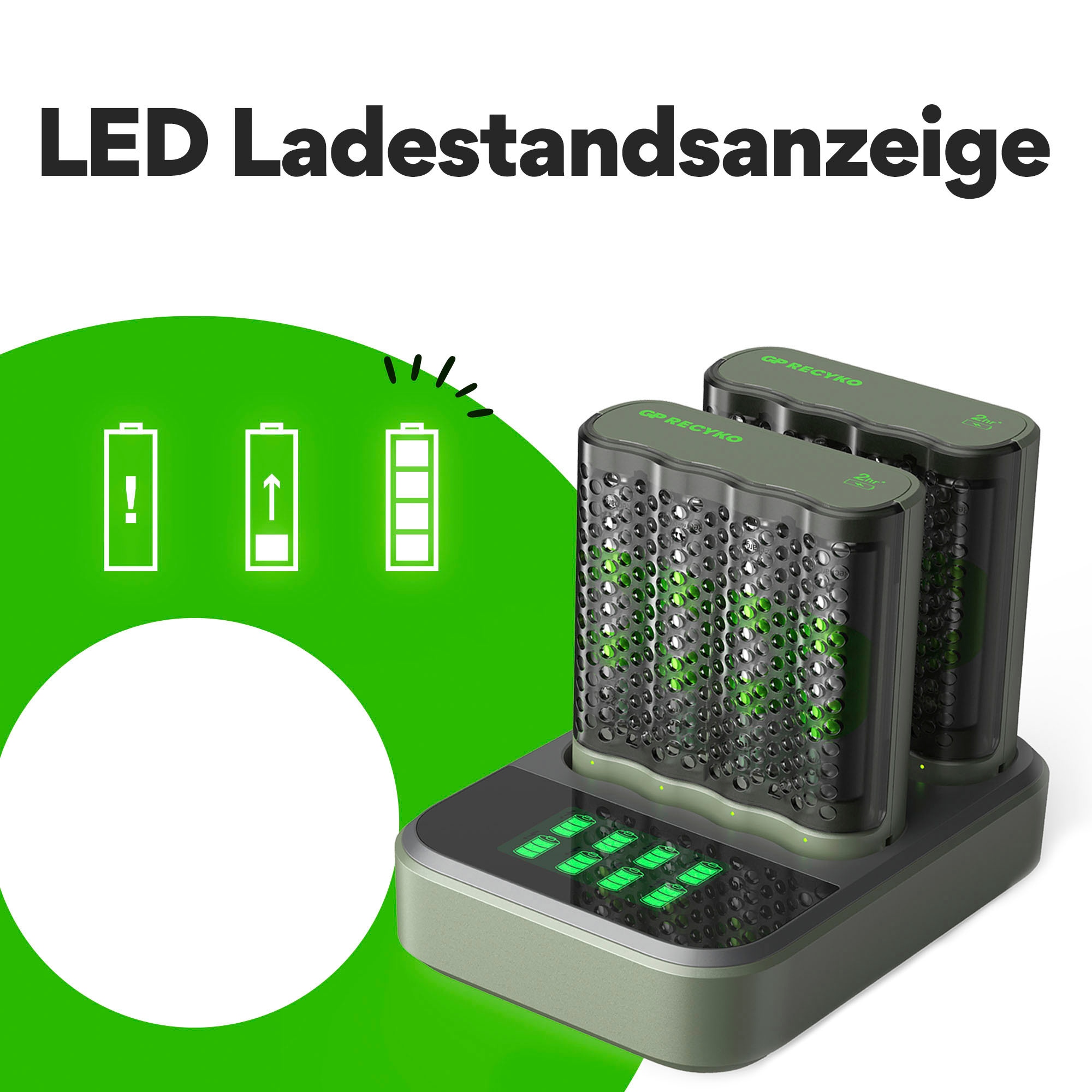 GP Batteries Batterie-Ladegerät »M452 USB 8AA Schnellladung mit Dock«, (Packung, 2 St.)