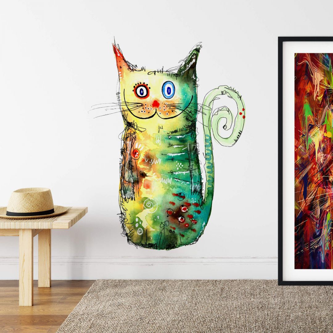 Wall-Art Wandtattoo »Bunte Katze Crazy Cat«, (1 St.), selbstklebend, entfernbar