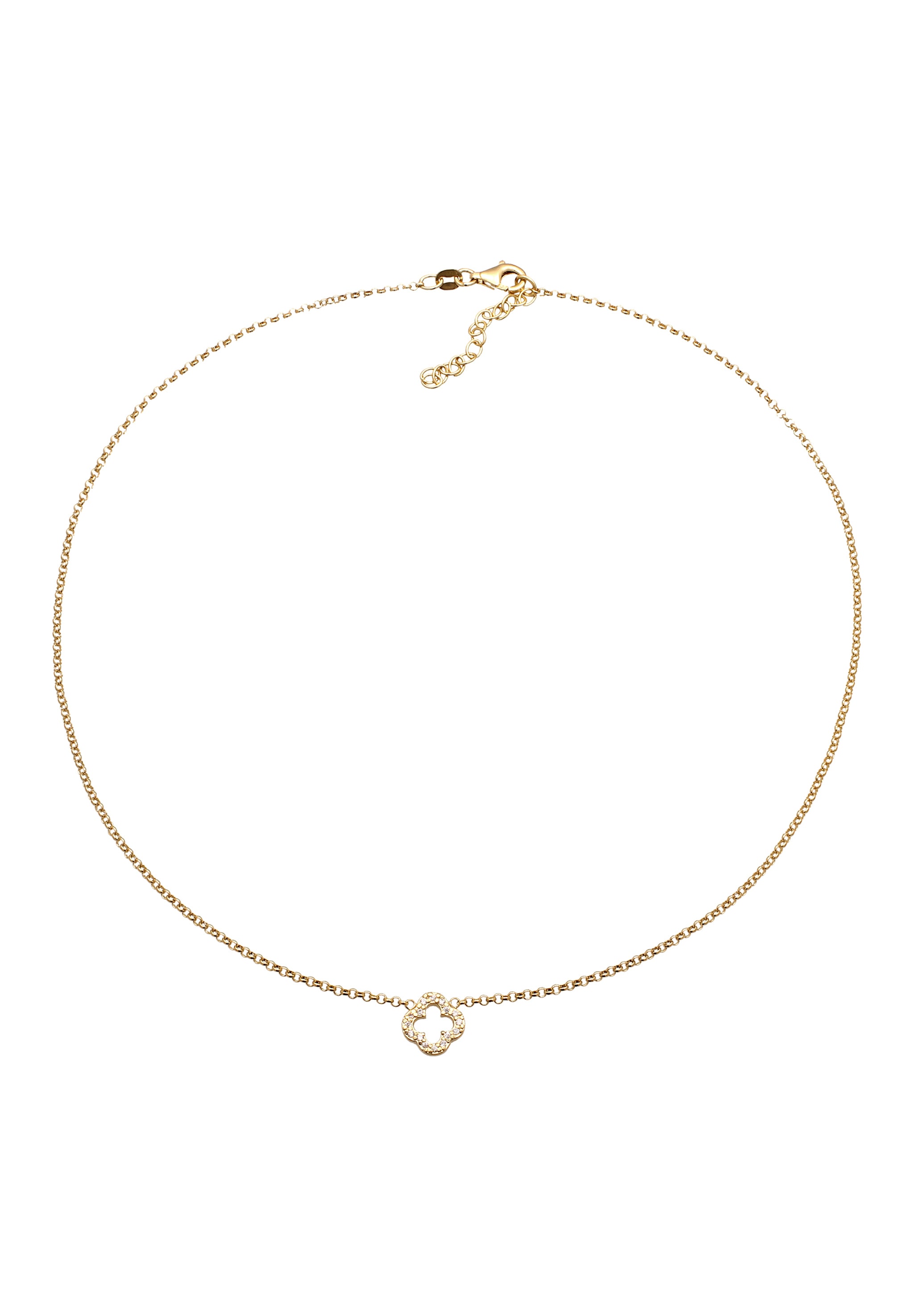 Elli Choker »Halskette Choker Kleeblatt Zirkonia Weiß 925 Sterling Silber«