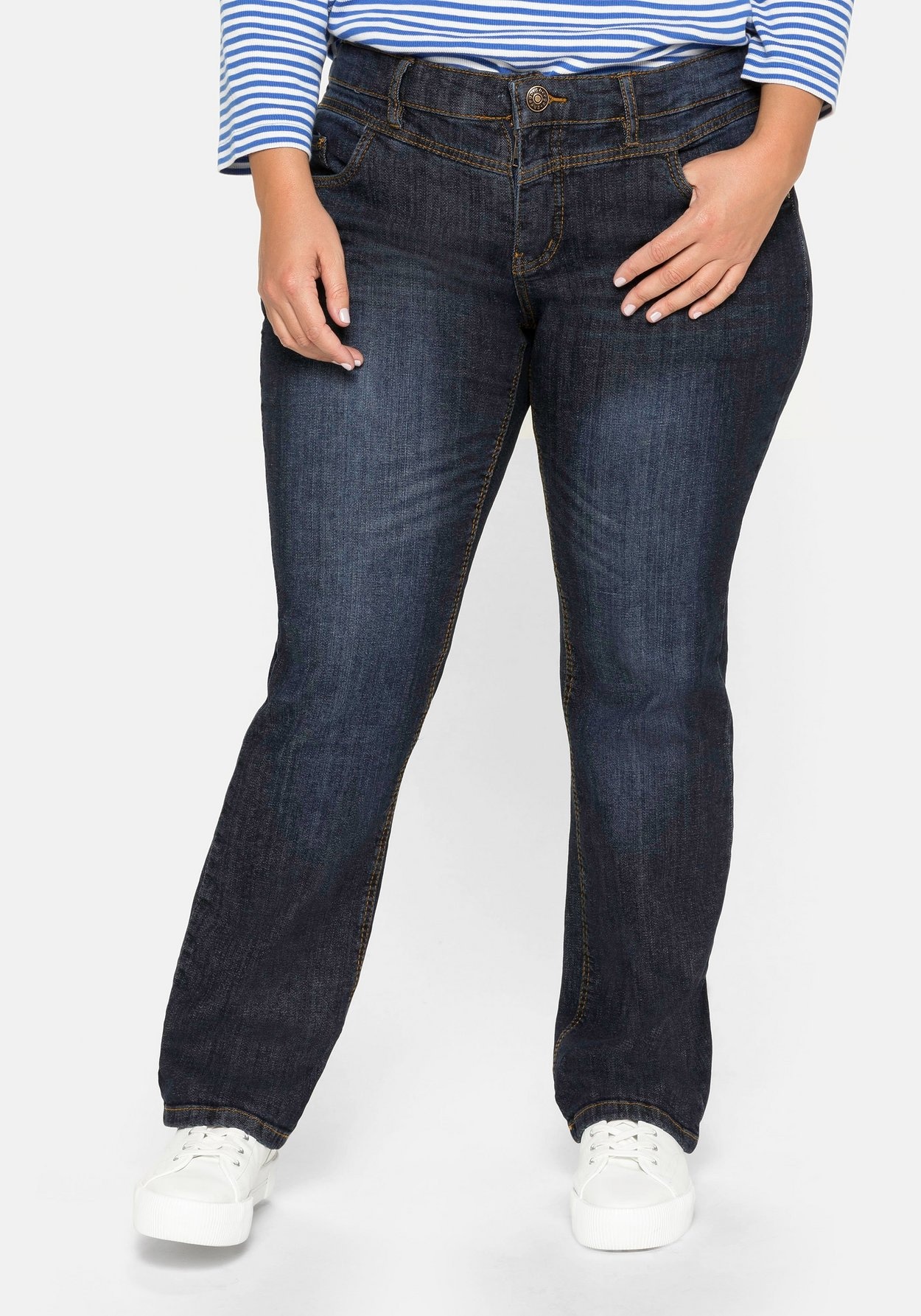 Sheego Stretch-Jeans »Jeans »Die Gerade« mit Used-Effekten«