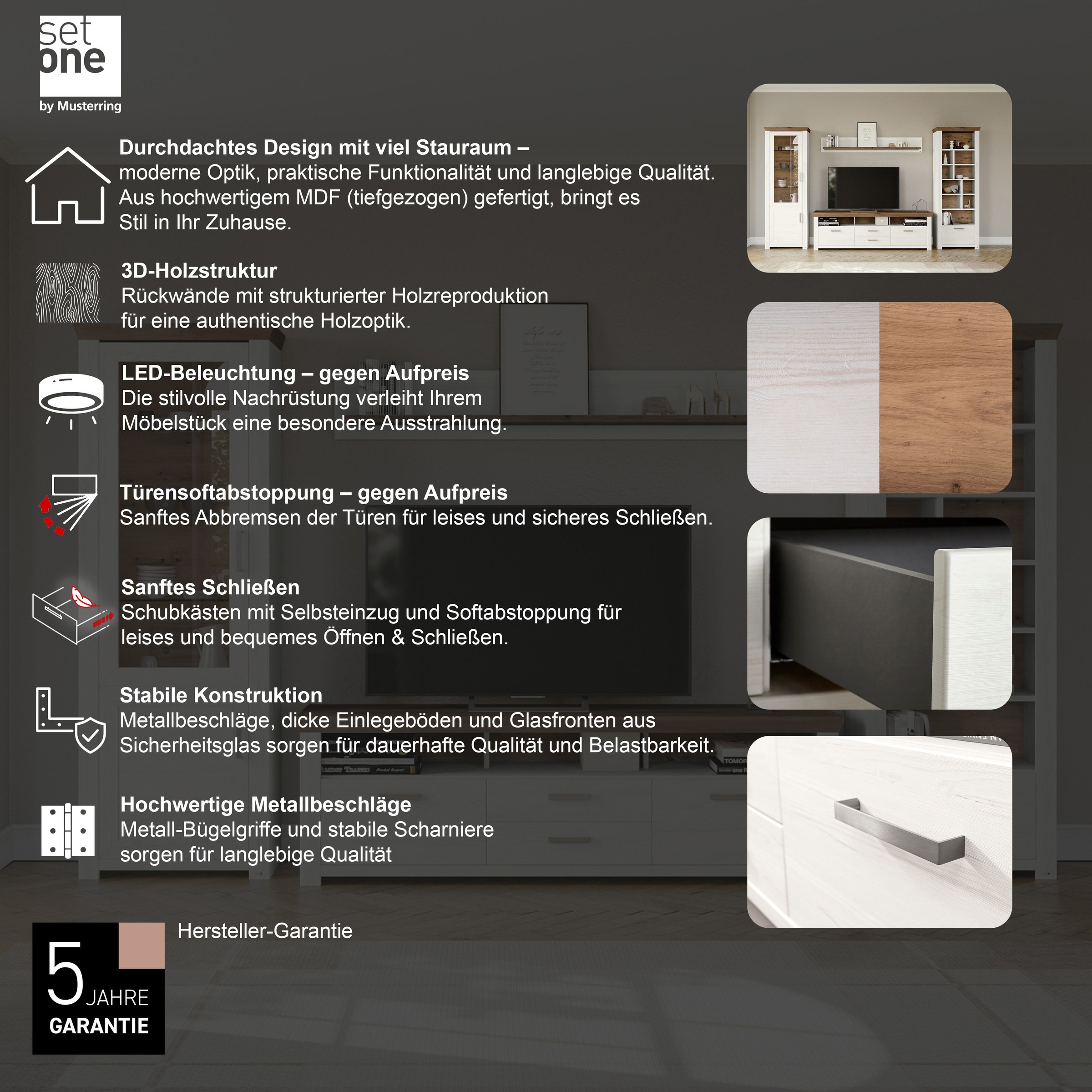 set one by Musterring Regal »York«, Typ 07, offenes Design, Beleuchtung optional, B 75 x H 207 cm