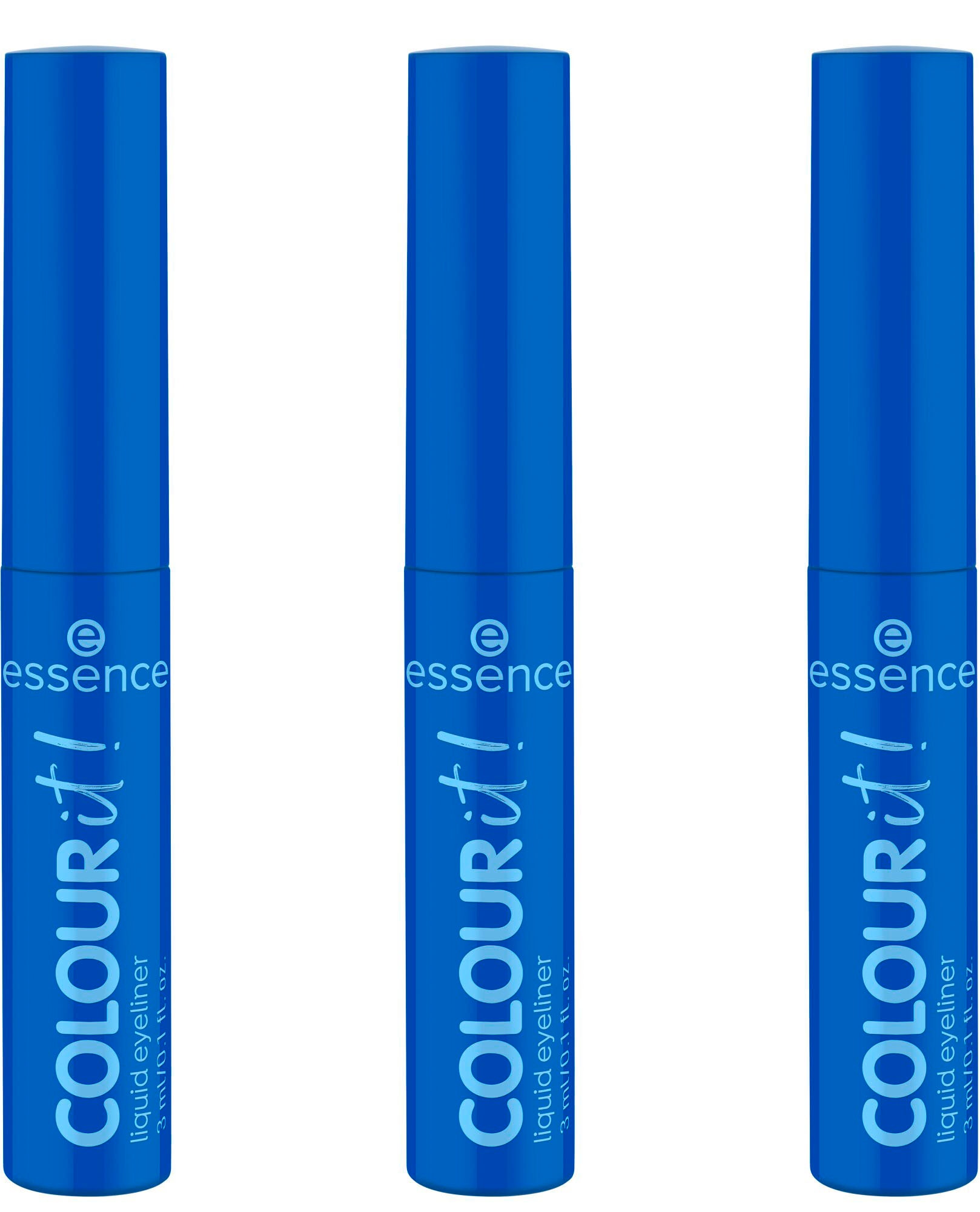 Essence Eyeliner »COLOUR it! liquid eyeliner«, (Set, 3 tlg.), Präzise Pinselspitze für müheloses Zeichnen definierter Linien.