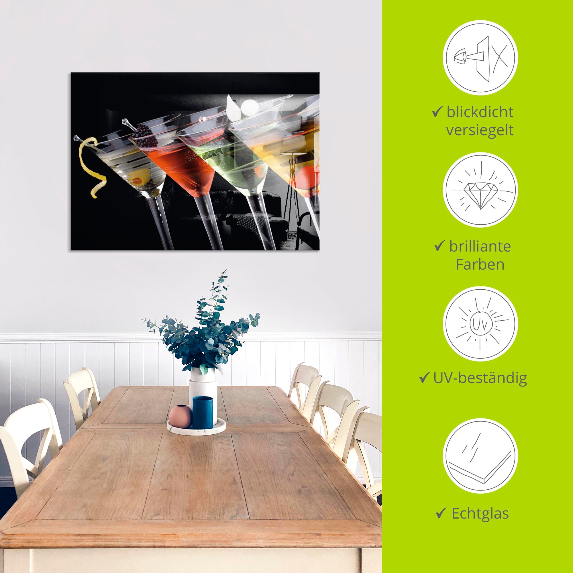 Artland Glasbild »Klassische Martini - Cocktail«, Getränke, (1 St.), in verschiedenen Größen