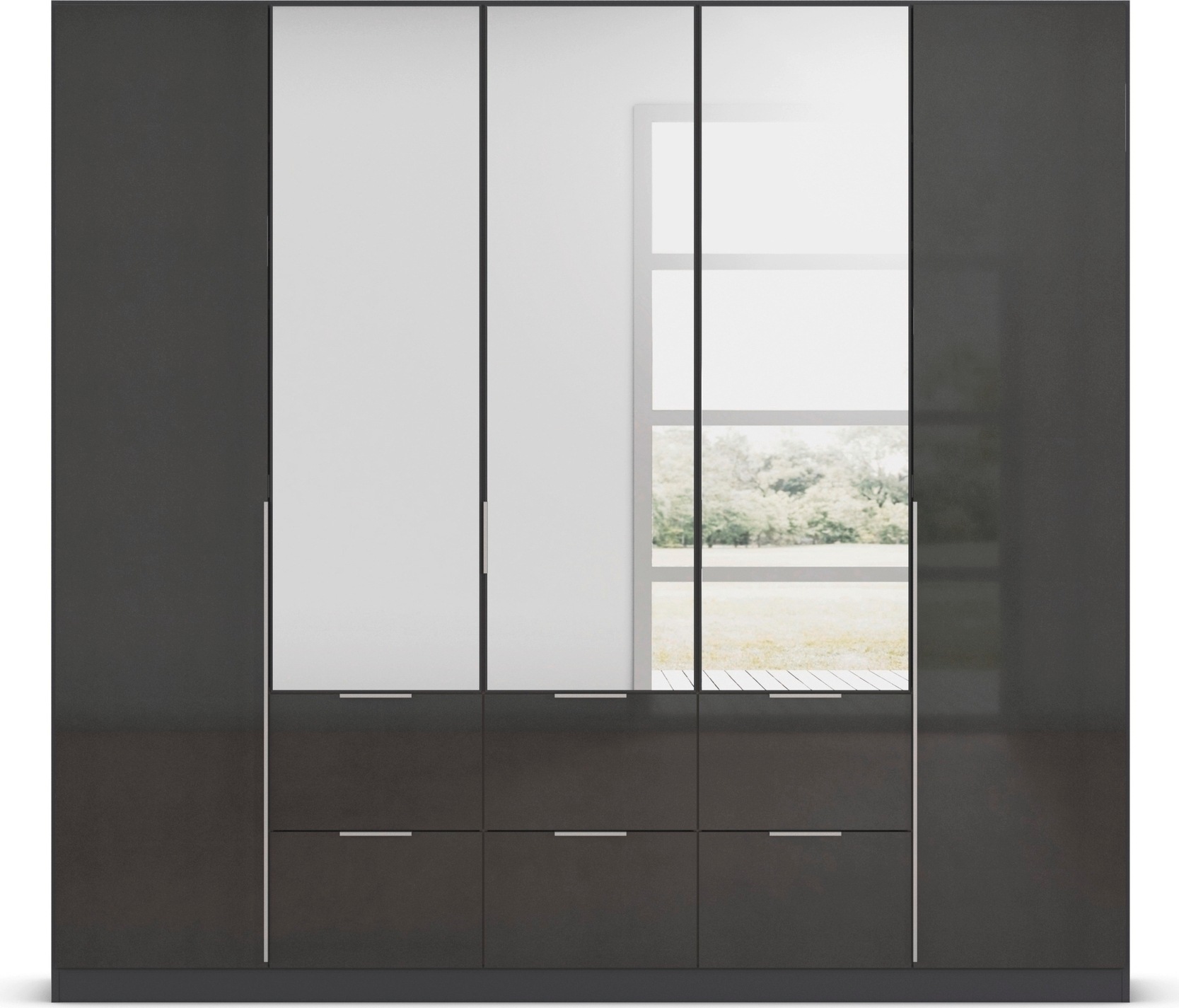 rauch Drehtürenschrank »Kleiderschrank Schrank Garderobe AGORDO mit Dekor- oder Hochglanzfront«, (in zwei Griff-Farben mit Dekor- oder Hochglanzfront), mit Außenschubkästen, in 6 Breiten und 2 Höhen MADE IN GERMANY