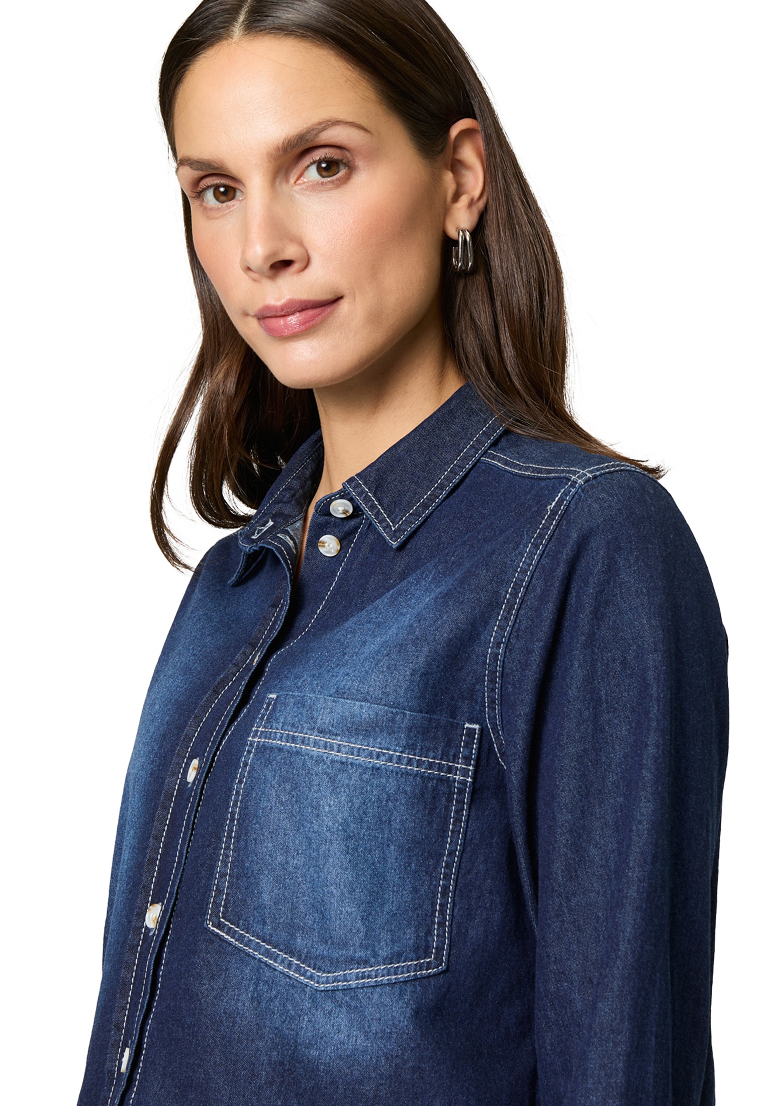 Zero Jeansbluse »Jeansbluse mit Knopfleiste«