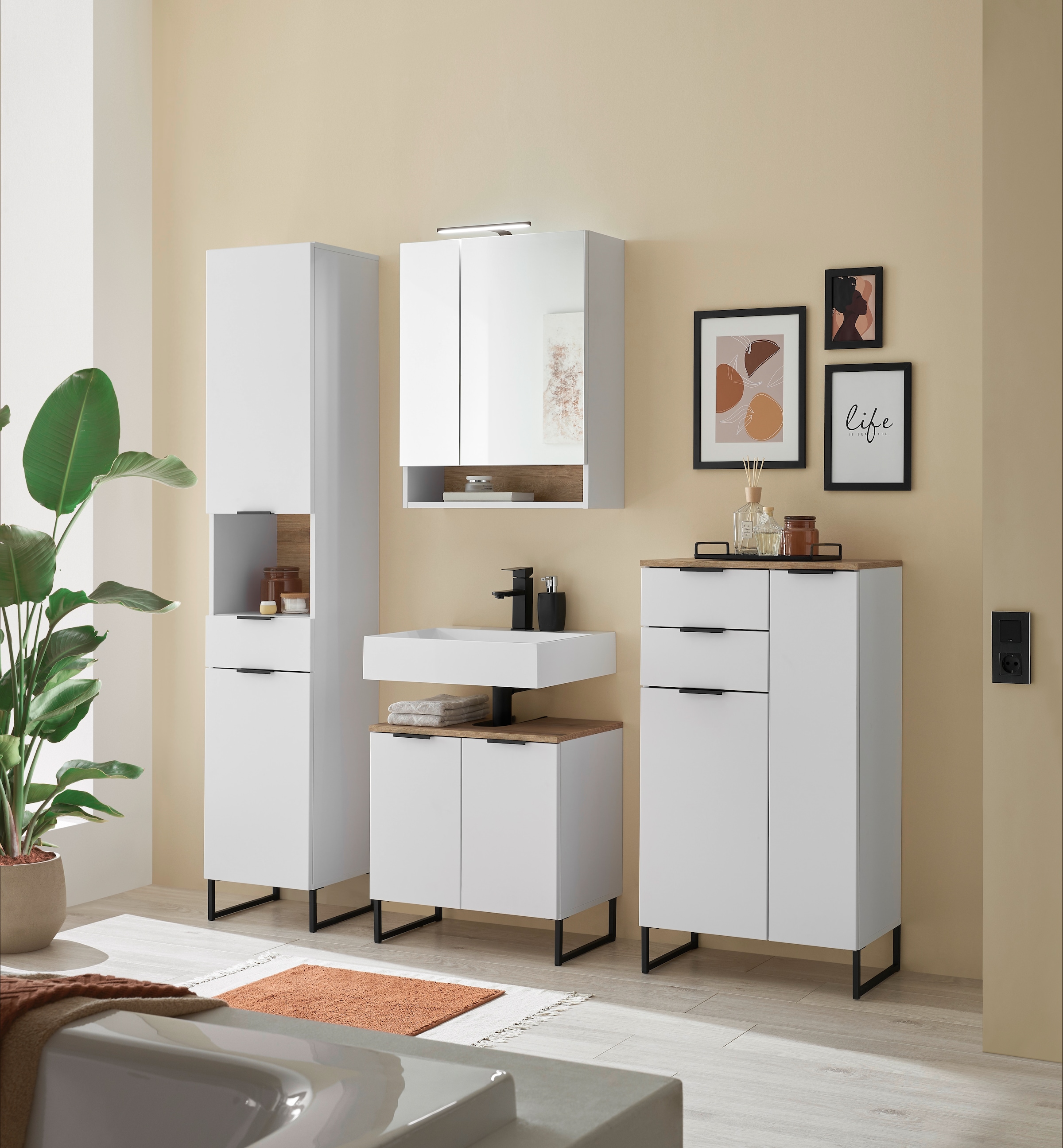 BASIC by Balculina Midischrank »Denver Midischrank, Badezimmerschrank BxHxT 60x106x32« 1 Stk. tlg. Breite 60 cm, Tür L/R montierbar, Softclose