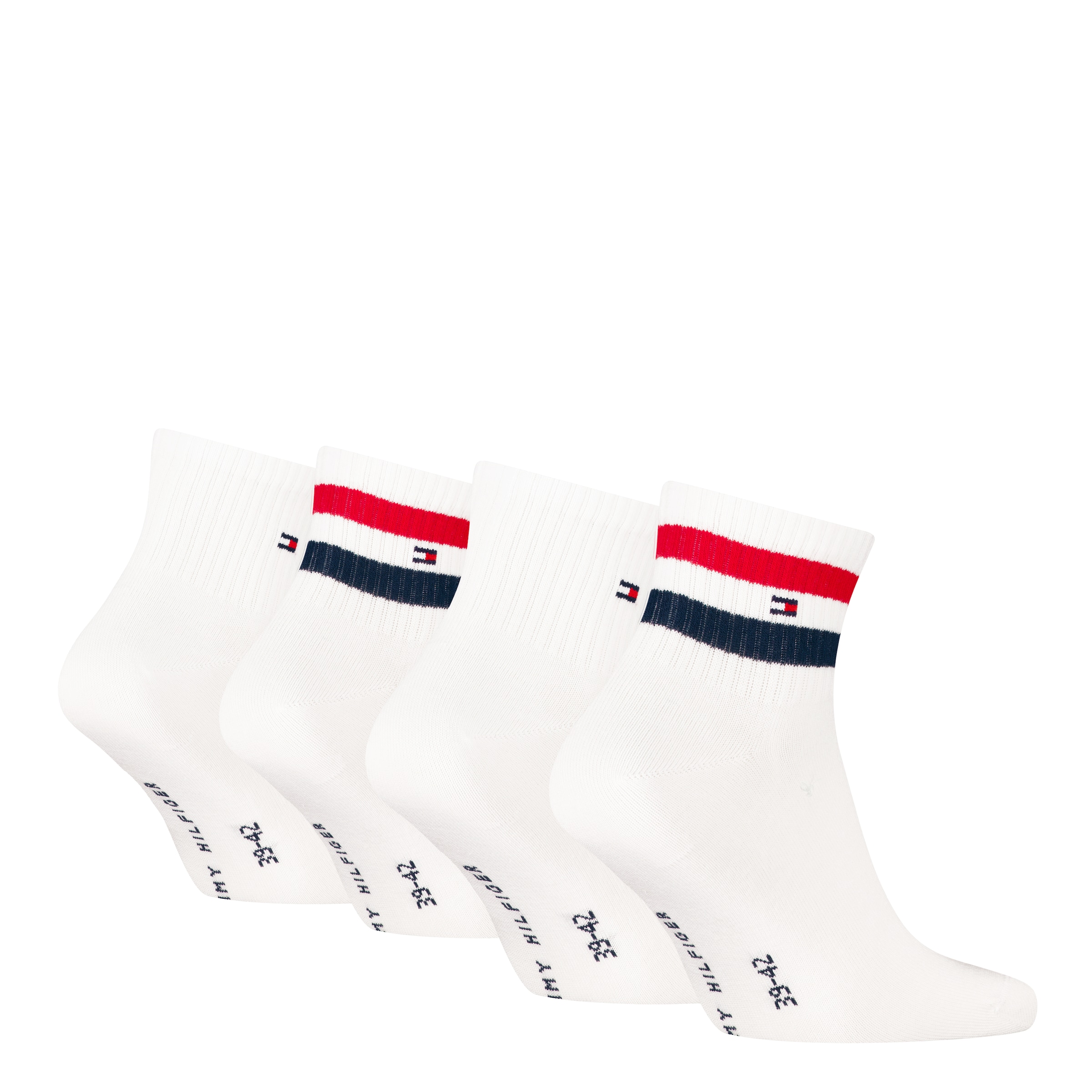 Tommy Hilfiger Socken »TH MEN QUARTER 4P SPORT ECOM«, (4 Paar), mit kontrastierendem Farbakzent