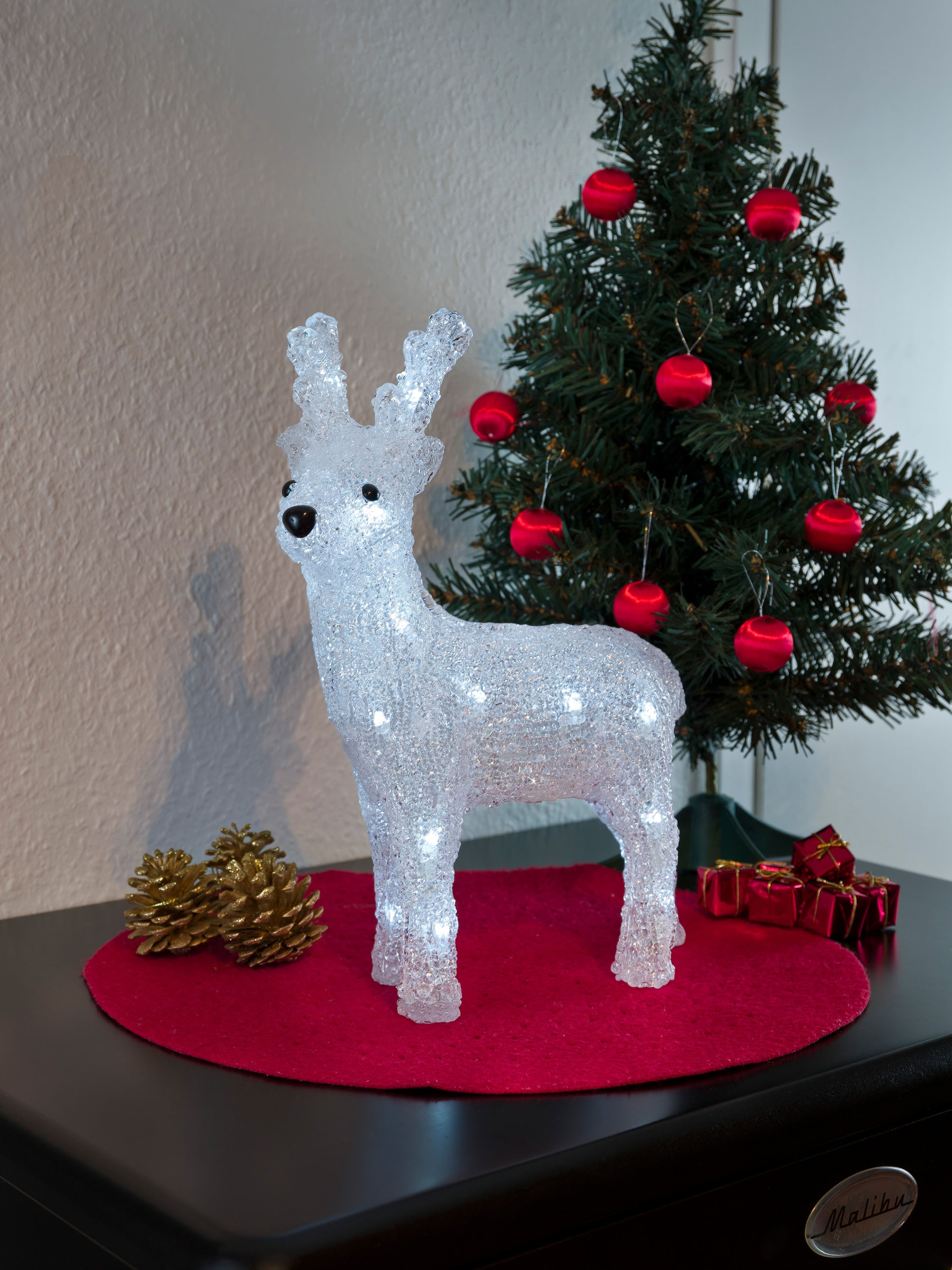 Weihnachtsfigur »Weihnachtsdeko«, LED Acryl Rentier, 24 kalt weiße Dioden