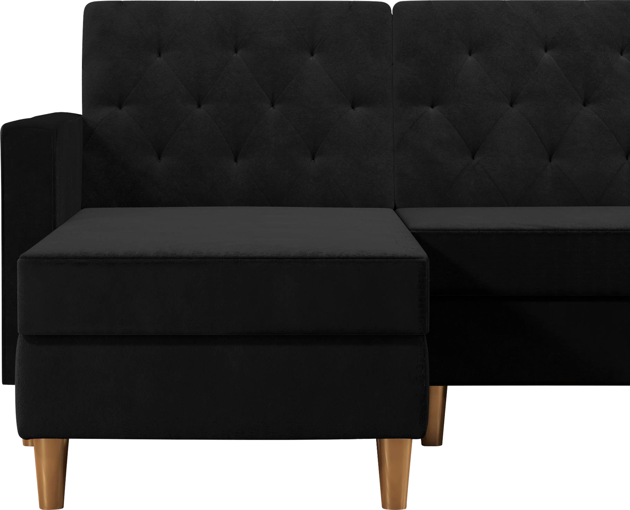 Cosmo Living Ecksofa »Liberty«, mit Schlafffunktion, Recamiere mit Stauraum beidseitig montierbar