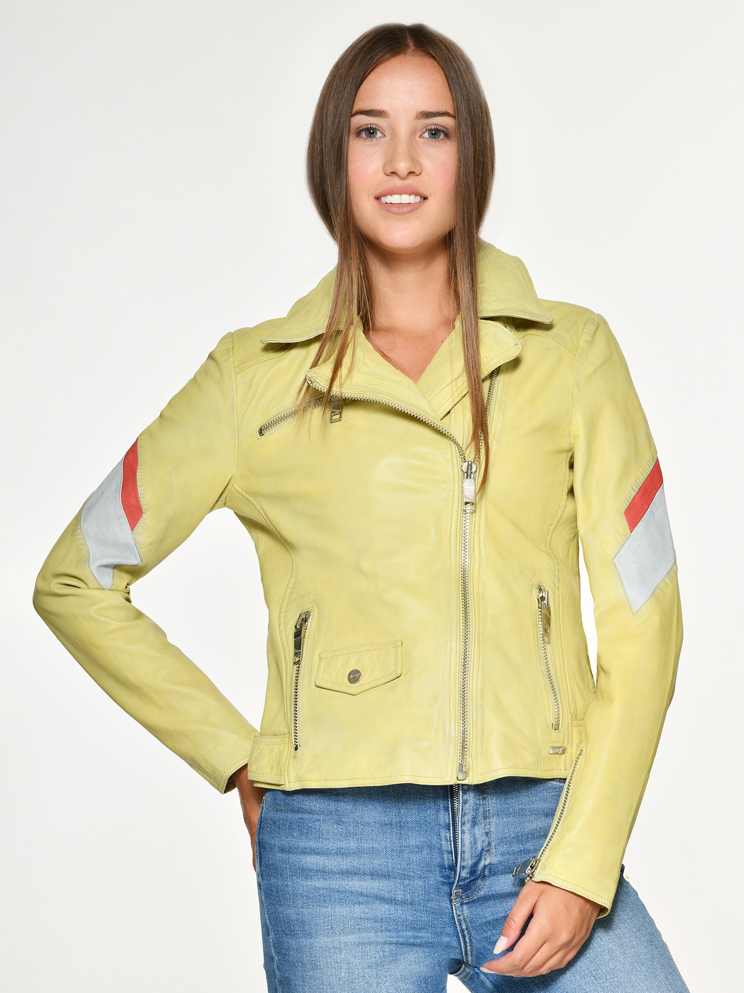 Maze Lederjacke mit Farbkombination