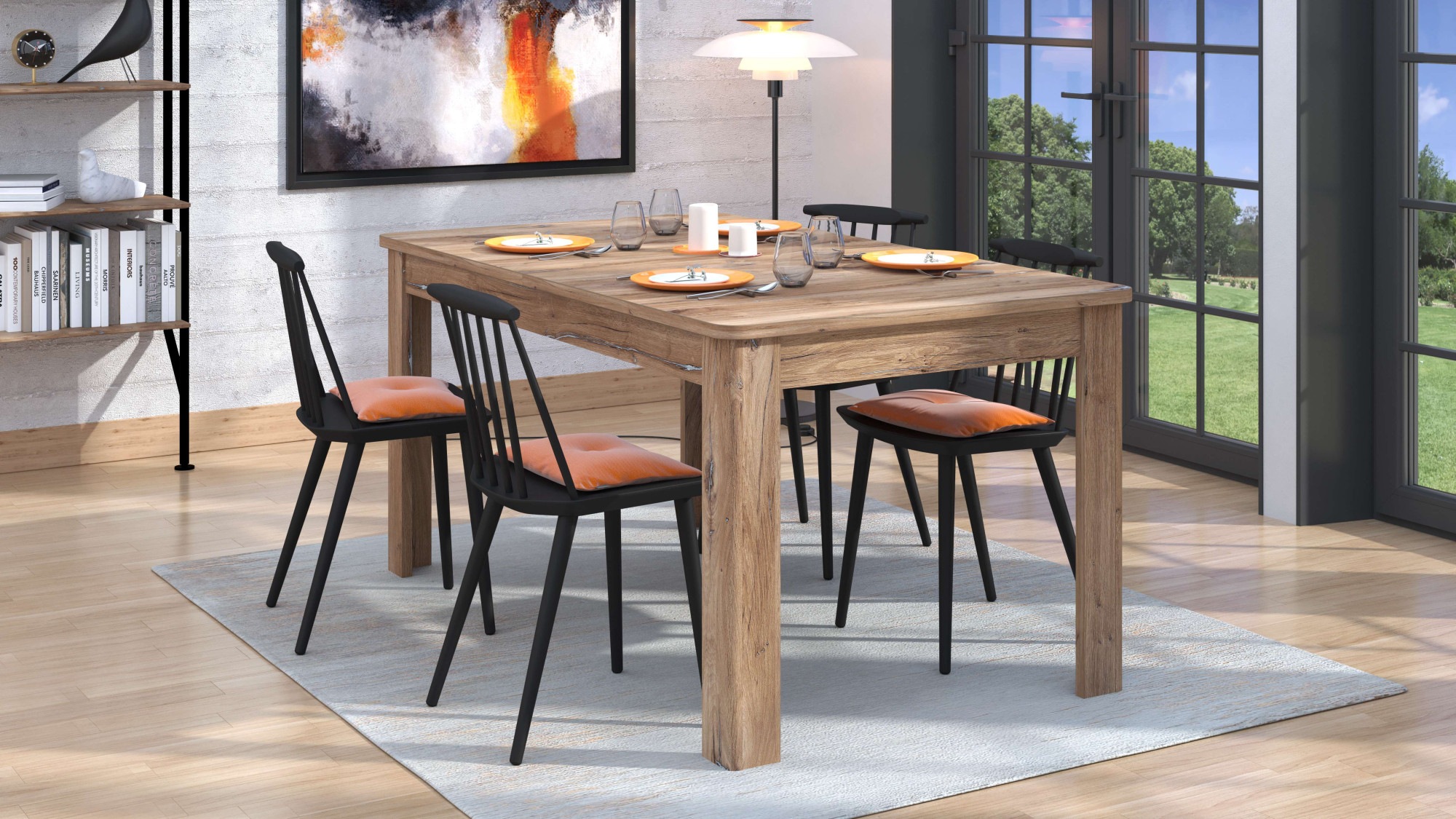 Home affaire Esstisch »Jersey, 160 cm ausziehbare Tischplatte bis 200 cm«, in verschiedenen modernen Farben für eine moderne Küche