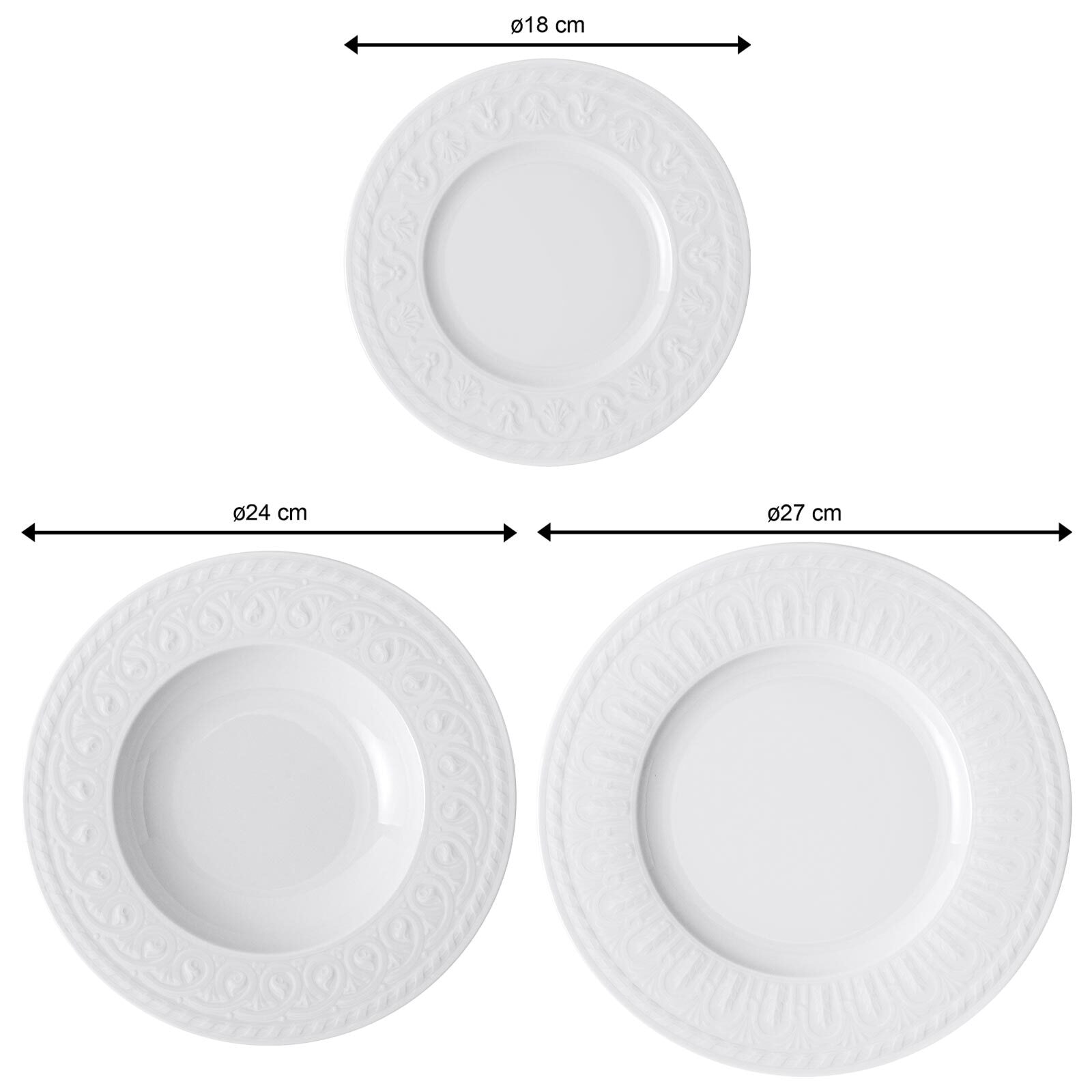 Villeroy & Boch Geschirr-Set »Teller-Set Cellini 18er Set weiß« Spülmaschinengeeignet, Mikrowellenfest