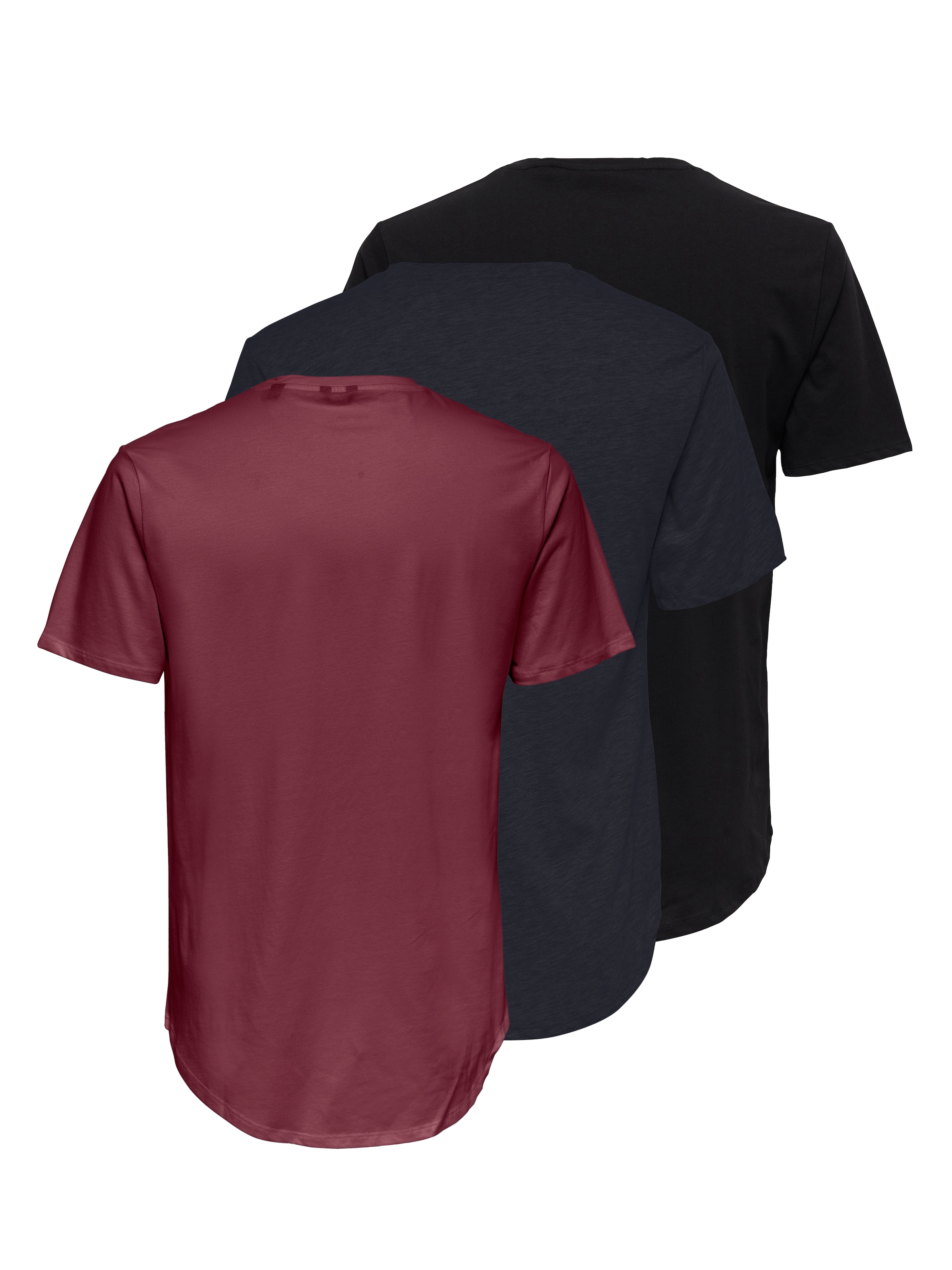 ONLY & SONS Rundhalsshirt »ONSMATT LONGY SS TEE 3-PACK« Packung, 3 Baumwolle, lang geschnitten