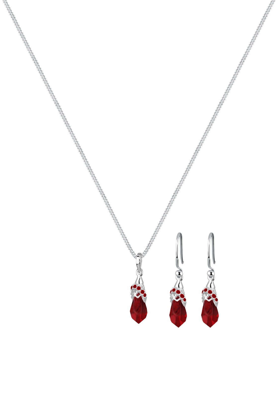 Elli Ohrring und Ketten Set »Schmuckset Tropfen 925 Silber, mit Kristallen von Swarovski®«