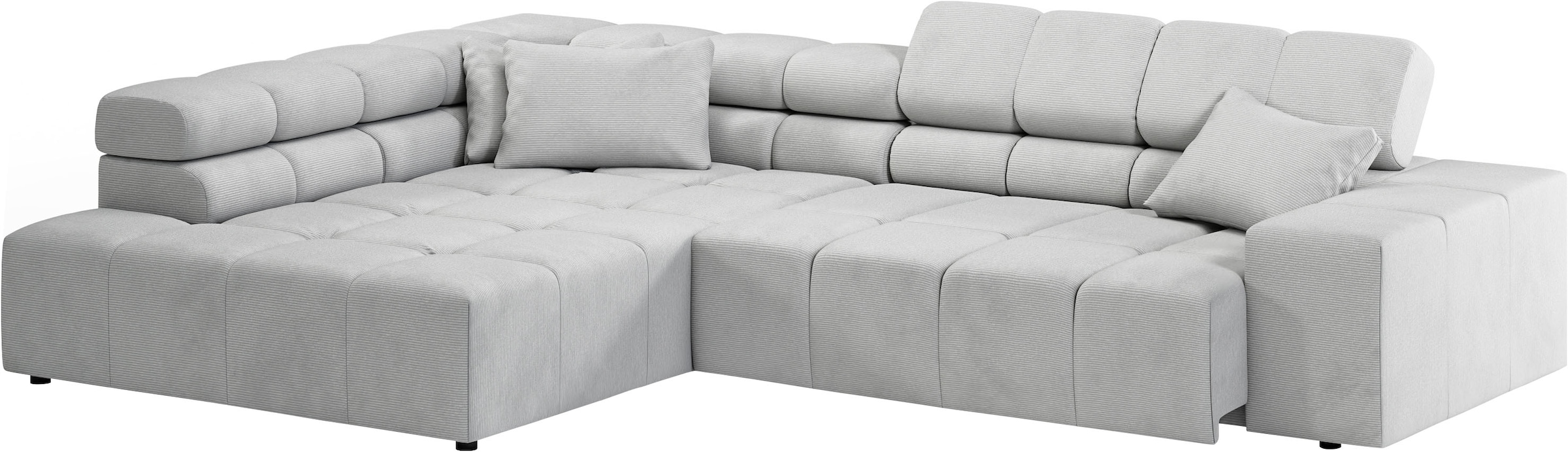 INOSIGN Ecksofa »Ancona incl. Kopfteilverstellung, Breite 319cm, L-Form«, wahlweise motorische Sitztiefenverstellung, auch in Cord + Easy Care
