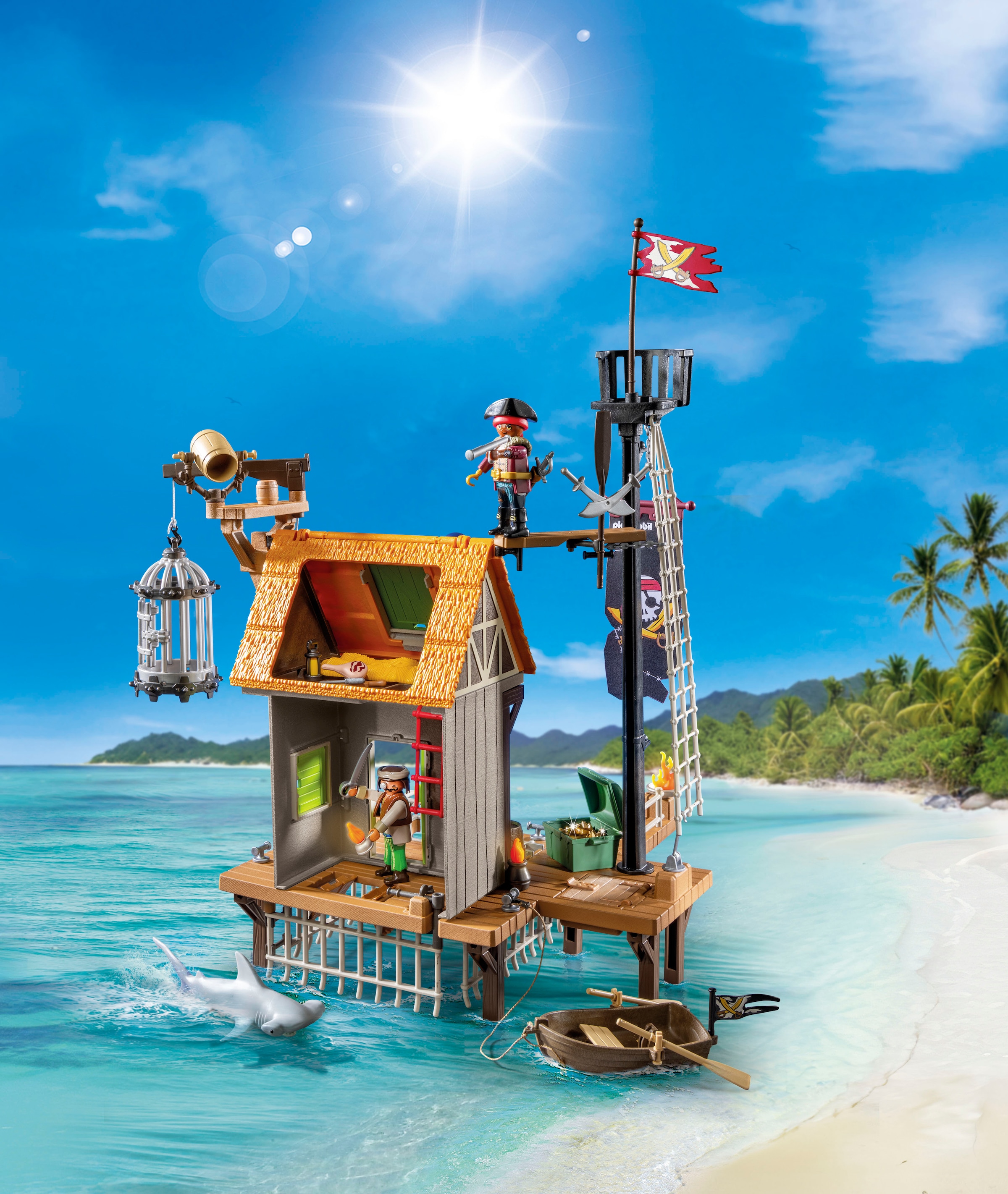 Playmobil® Konstruktions-Spielset »Piratenhafen mit Seeräuber-Gefängnis (71792), Playmobil Pirates«, (165 St.), Made in Germany