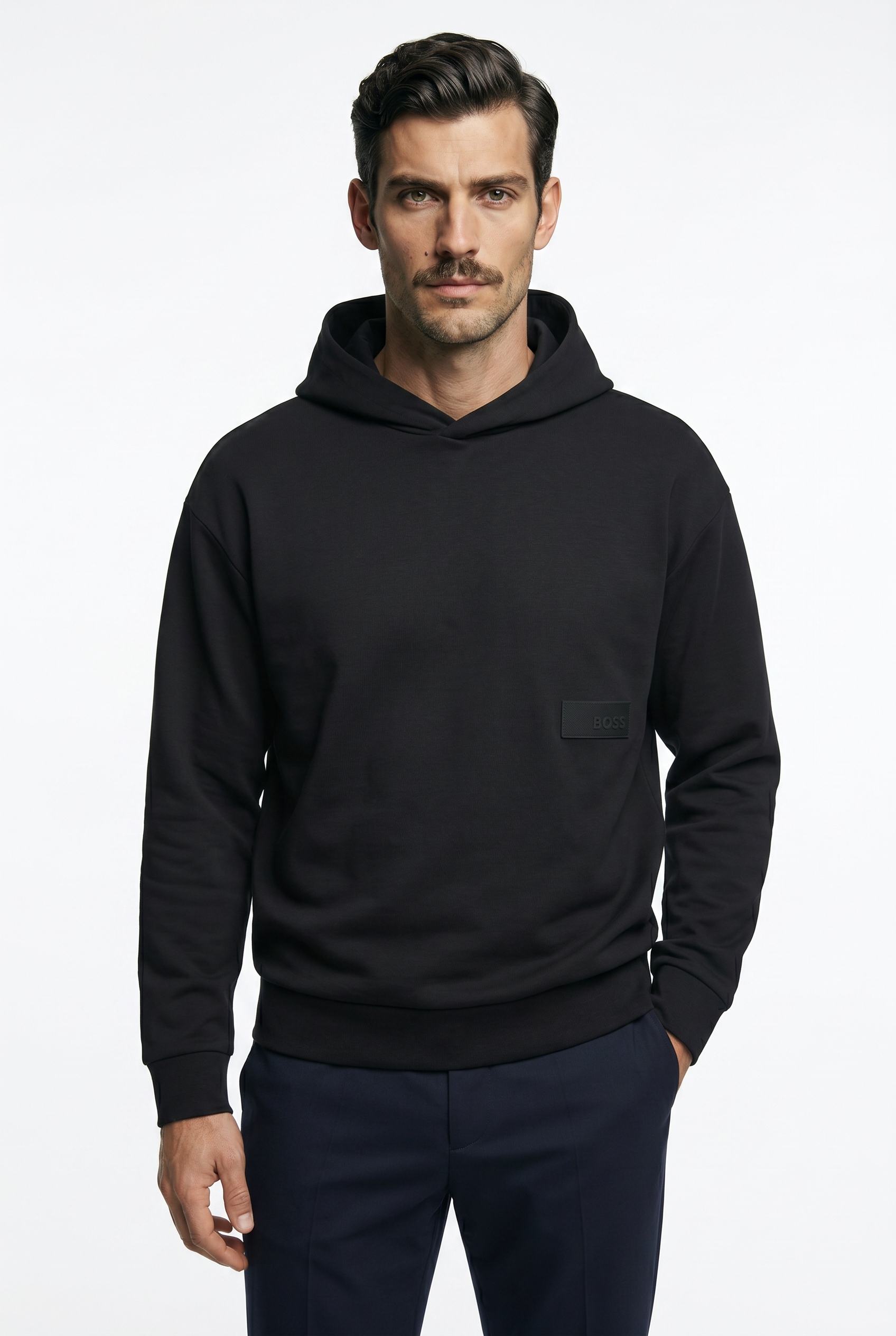 BOSS GREEN Kapuzensweatshirt , Rippbündchen, Relaxed Fit, Baumwollmischung

