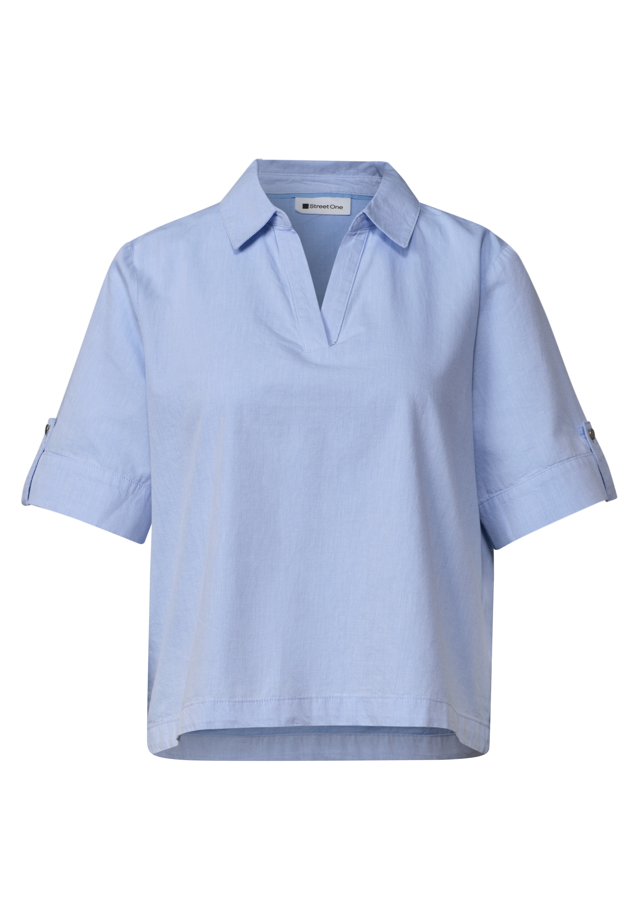 STREET ONE Kurzarmbluse Kurzarm Sommerbluse mit Hemdblusenkragen