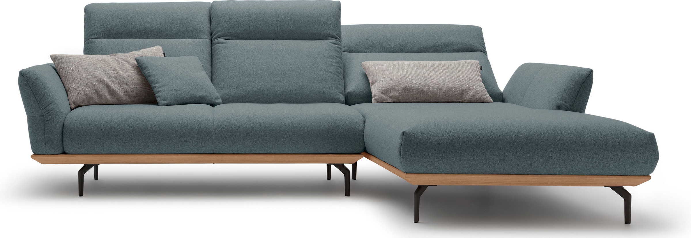 Creation BY ROLF BENZ Ecksofa »CR.460«, Sockel in Eiche, Alugussfüße in umbragrau, Breite 298 cm