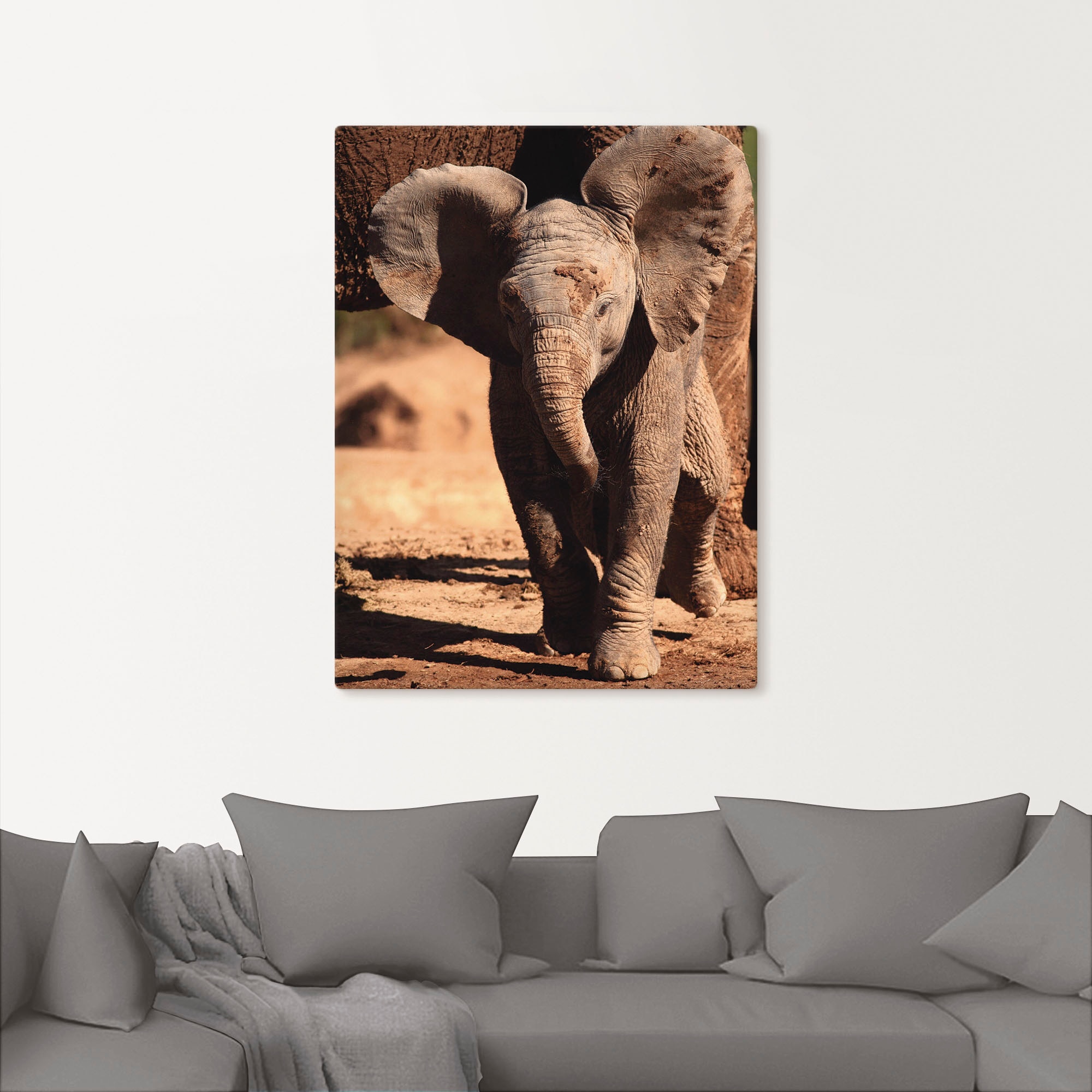Artland Leinwandbild »Elefantenbaby«, Wildtiere, (1 St.), auf Keilrahmen gespannt