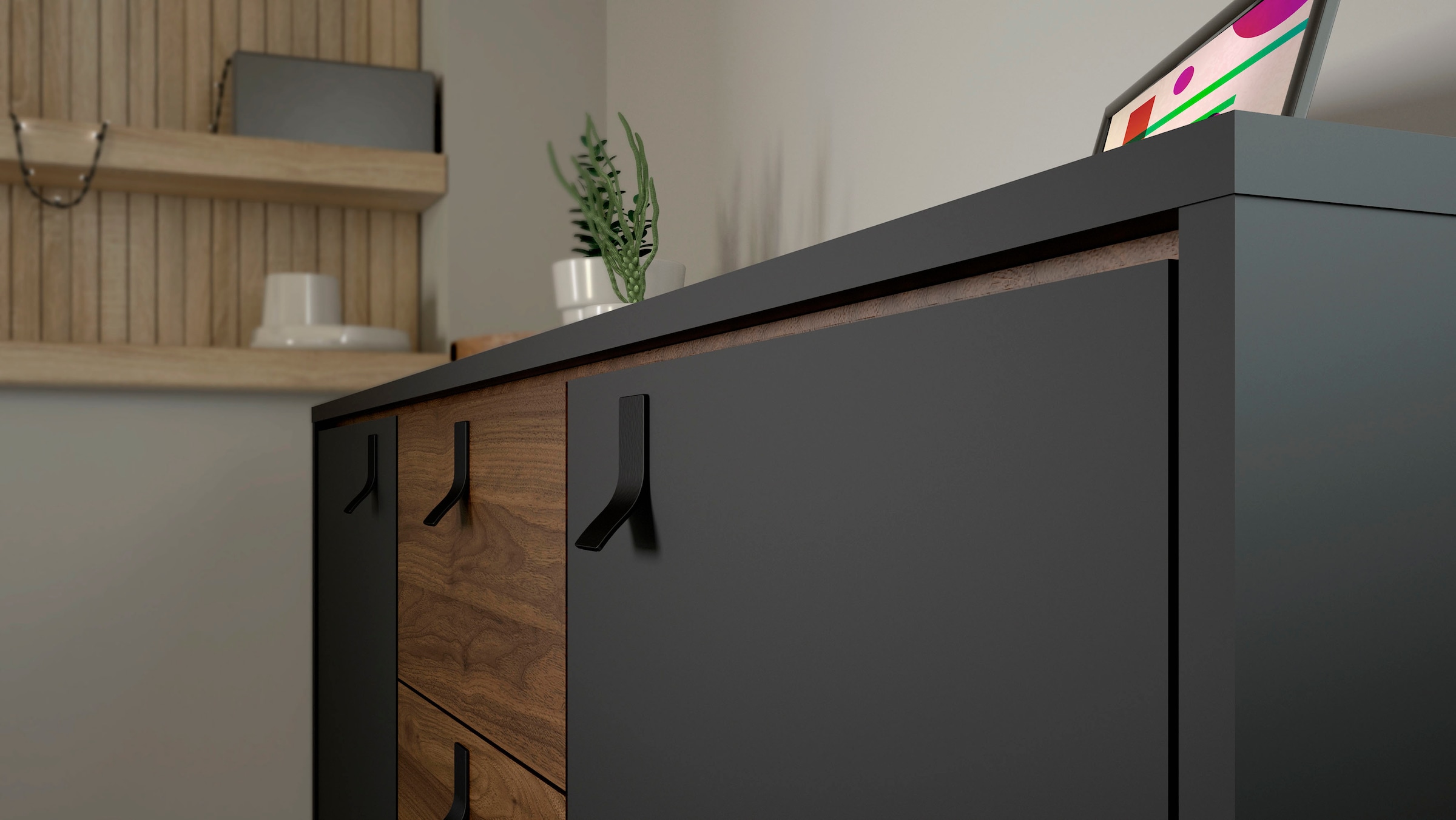 andas Sideboard »Ry Aufbewahrung, Schubladenschrank,« Breite 150 cm, Höhe 72 cm, Kommode mit 2 Türen und 2 Schubläden